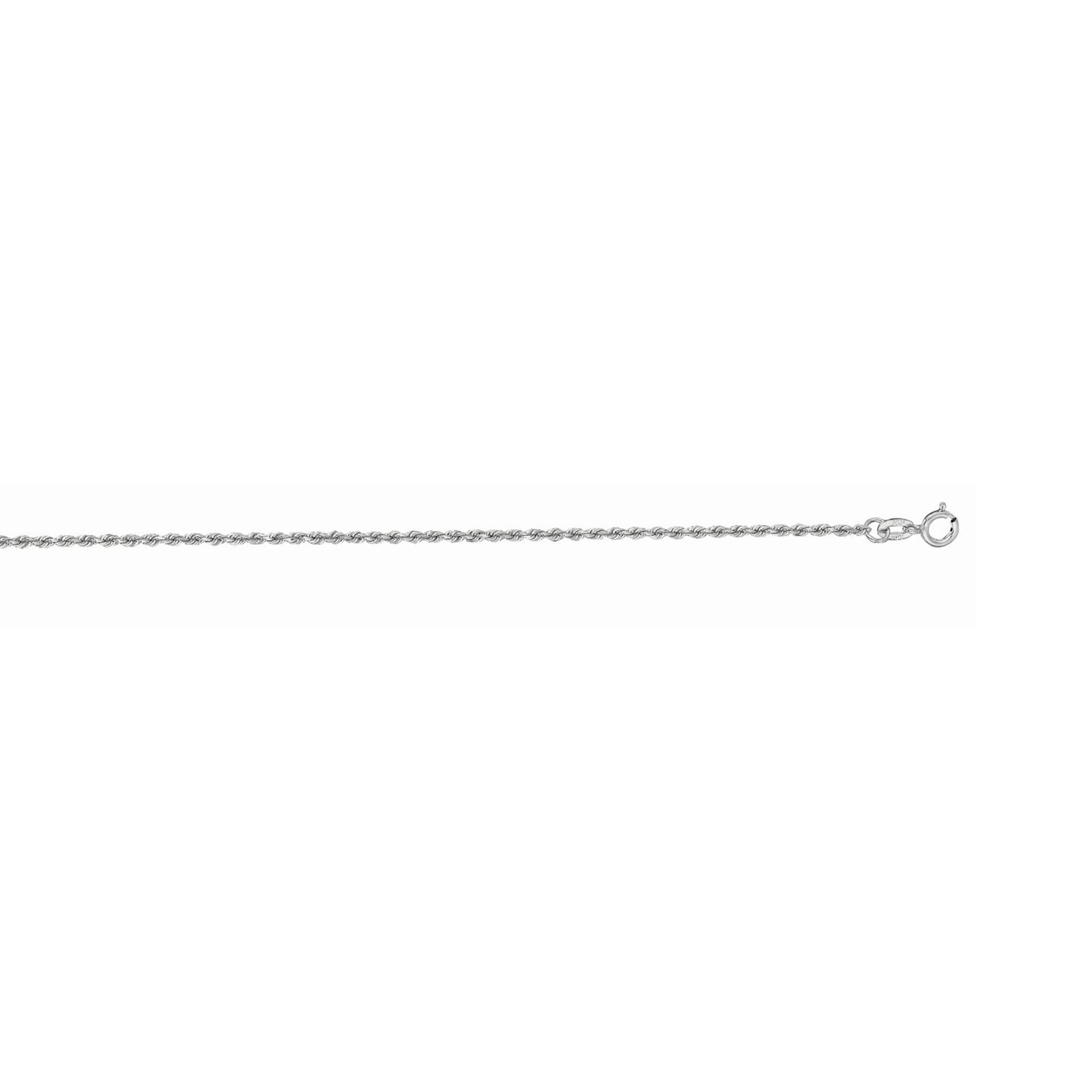 10K White Gold 1.4mm Solid Diamond Cut Royal Rope 20" Chain with Spring Ring Clasp