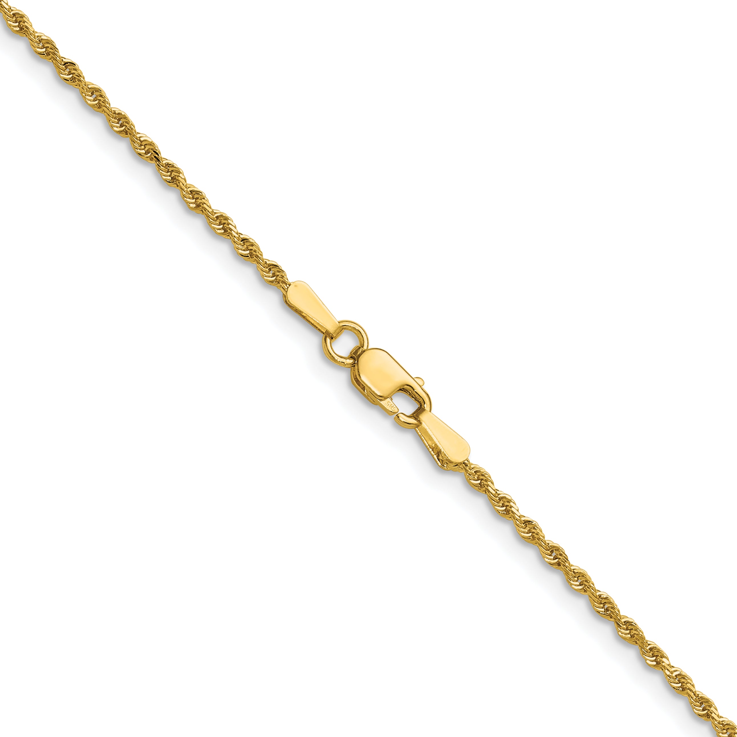 14K 6 inch 1.5mm Diamond-cut Rope with Lobster Clasp Chain