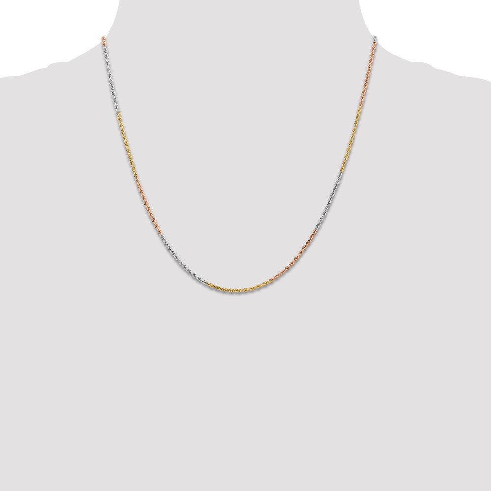 14k Tri-Gold Rope Diamond Cut Chains