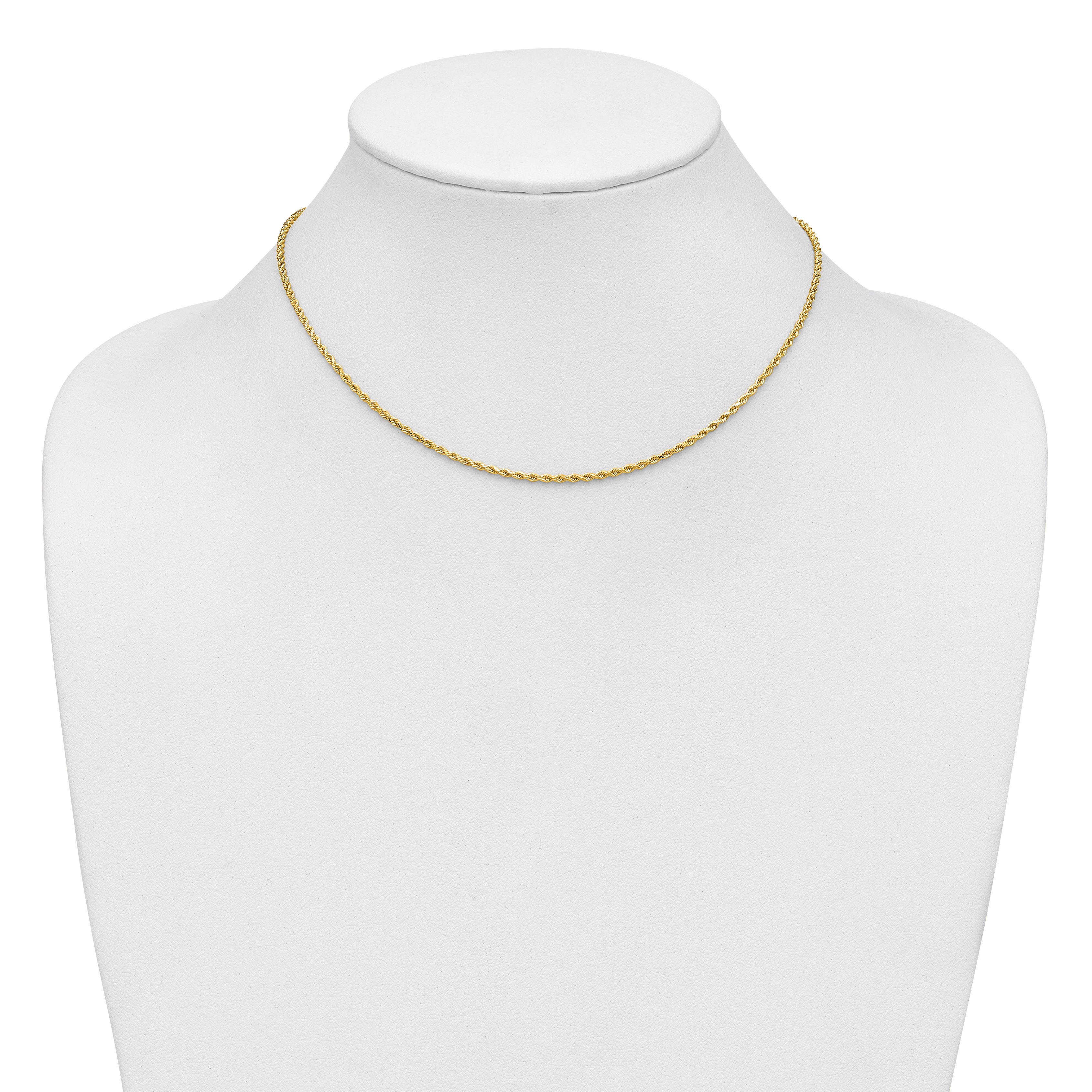 14K 6 inch 1.75mm Diamond-cut Rope with Lobster Clasp Chain