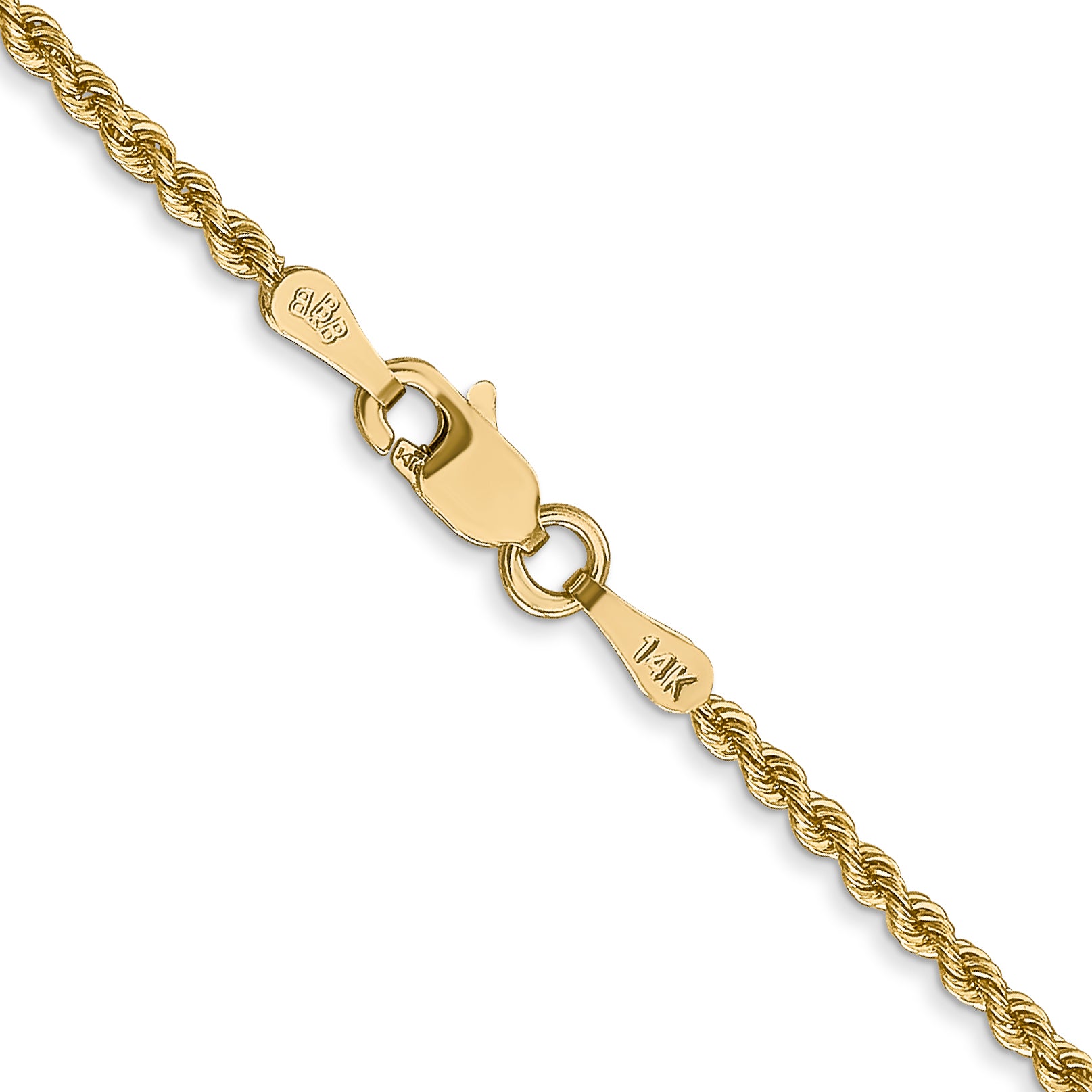 14K 6 inch 1.75mm Diamond-cut Rope with Lobster Clasp Chain