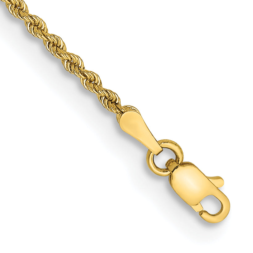 14K 6 inch 1.75mm Diamond-cut Rope with Lobster Clasp Chain