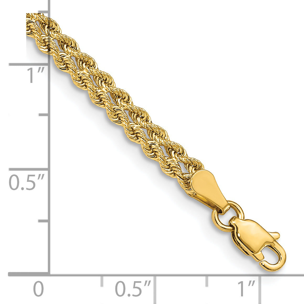 14K 6 inch 1.75mm Diamond-cut Rope with Lobster Clasp Chain