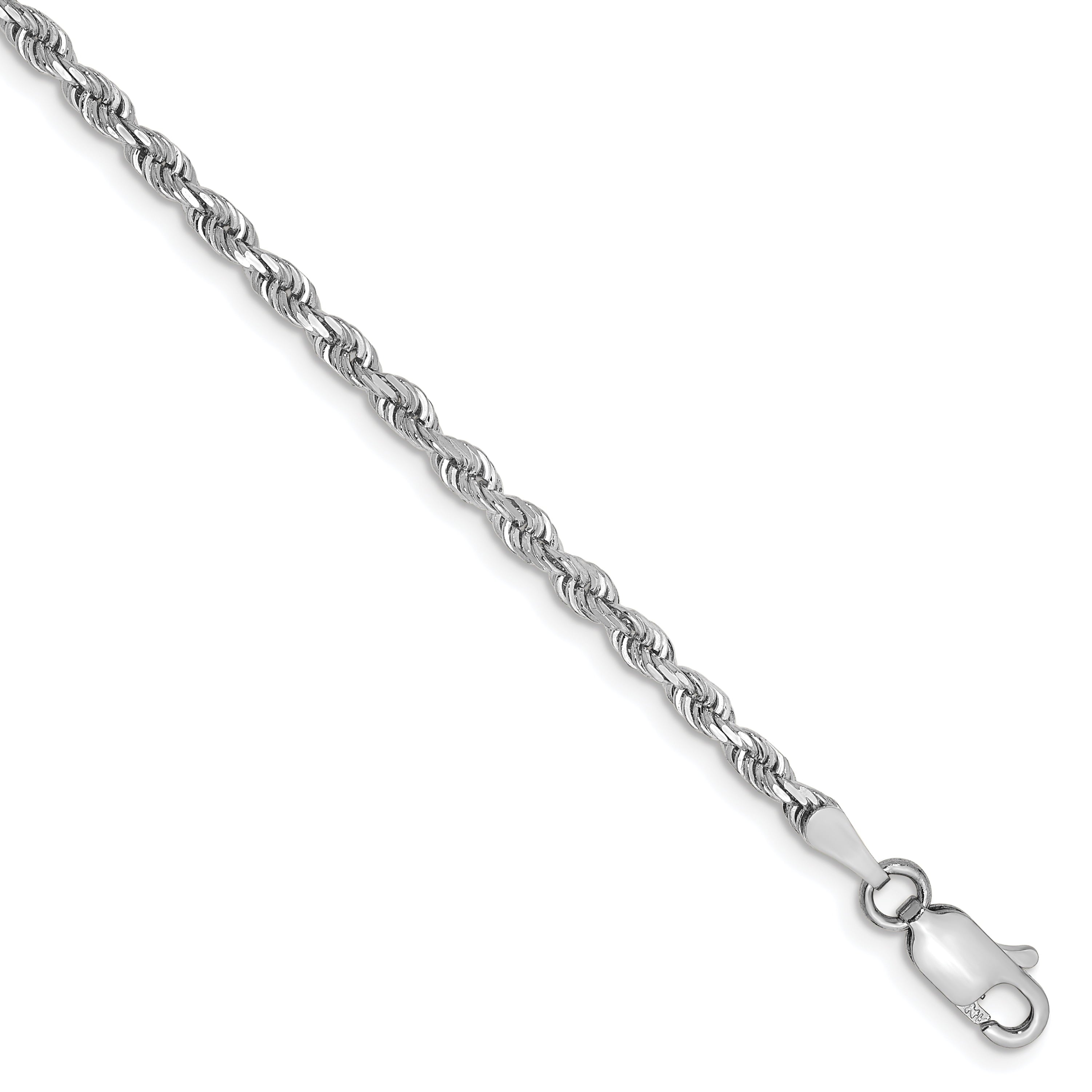 14K White Gold 7 Inch 2.75Mm Diamond-Cut Quadruple Rope Lobster Clasp Chain