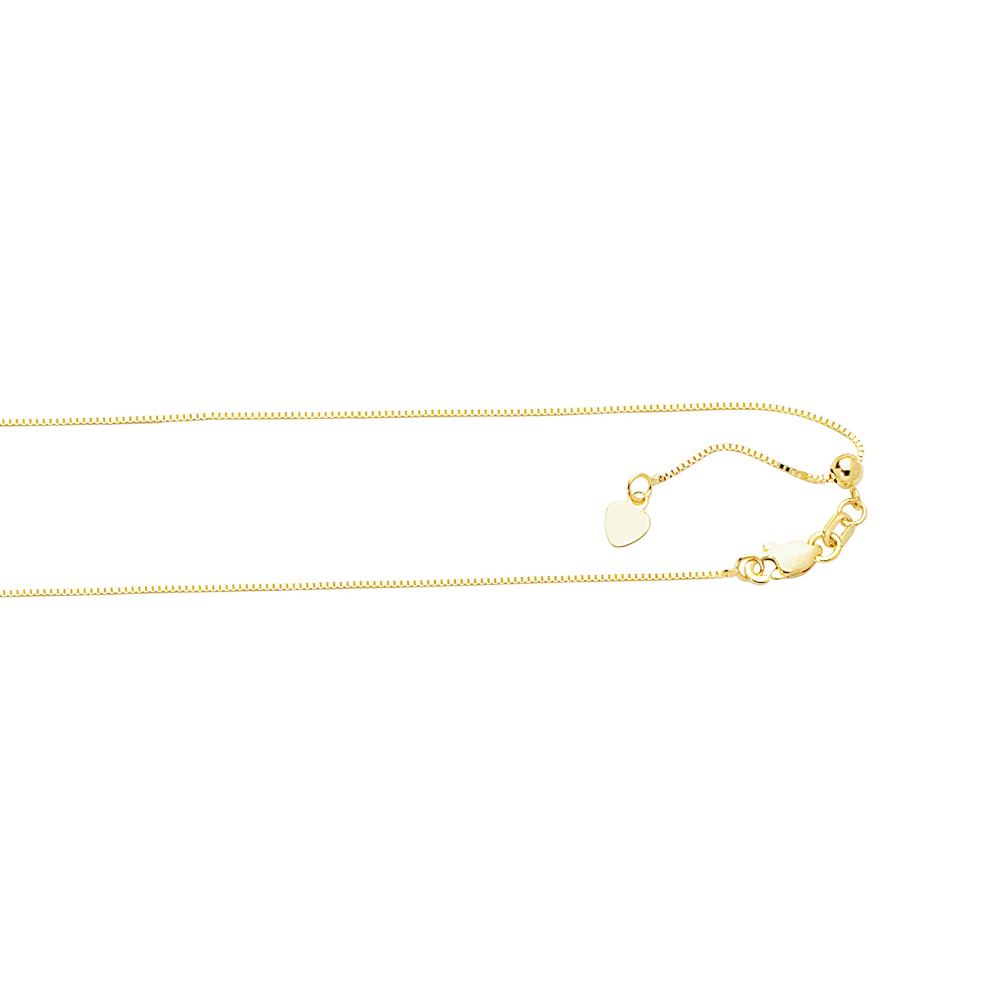 10K Yellow Gold 0.68mm Adjustable (adjusts up to 22 inches) Box 22" Chain with Lobster Lock