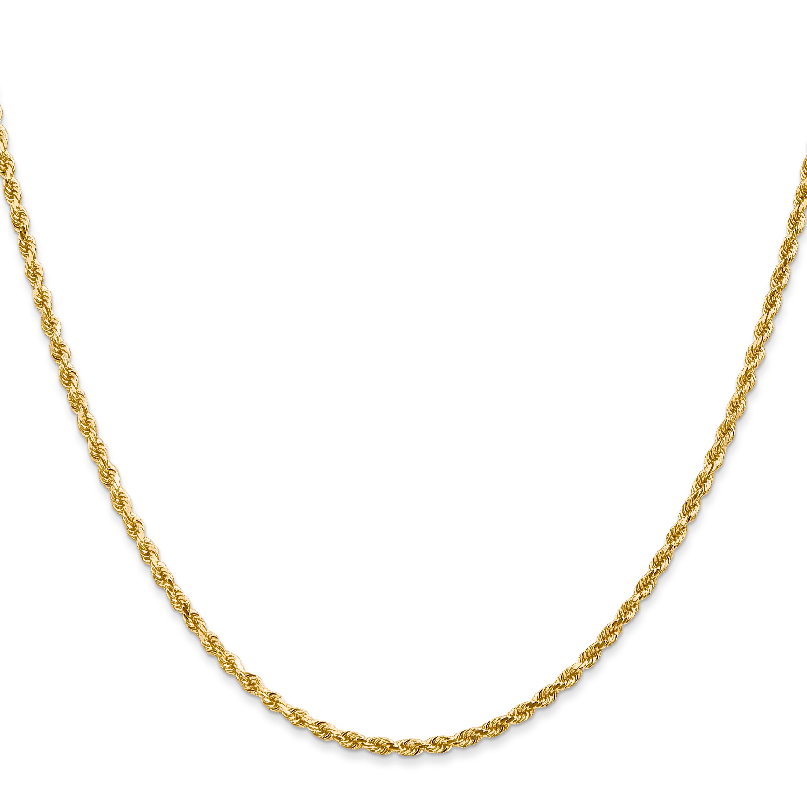 14K 7 inch 2mm Diamond-cut Rope with Lobster Clasp Chain