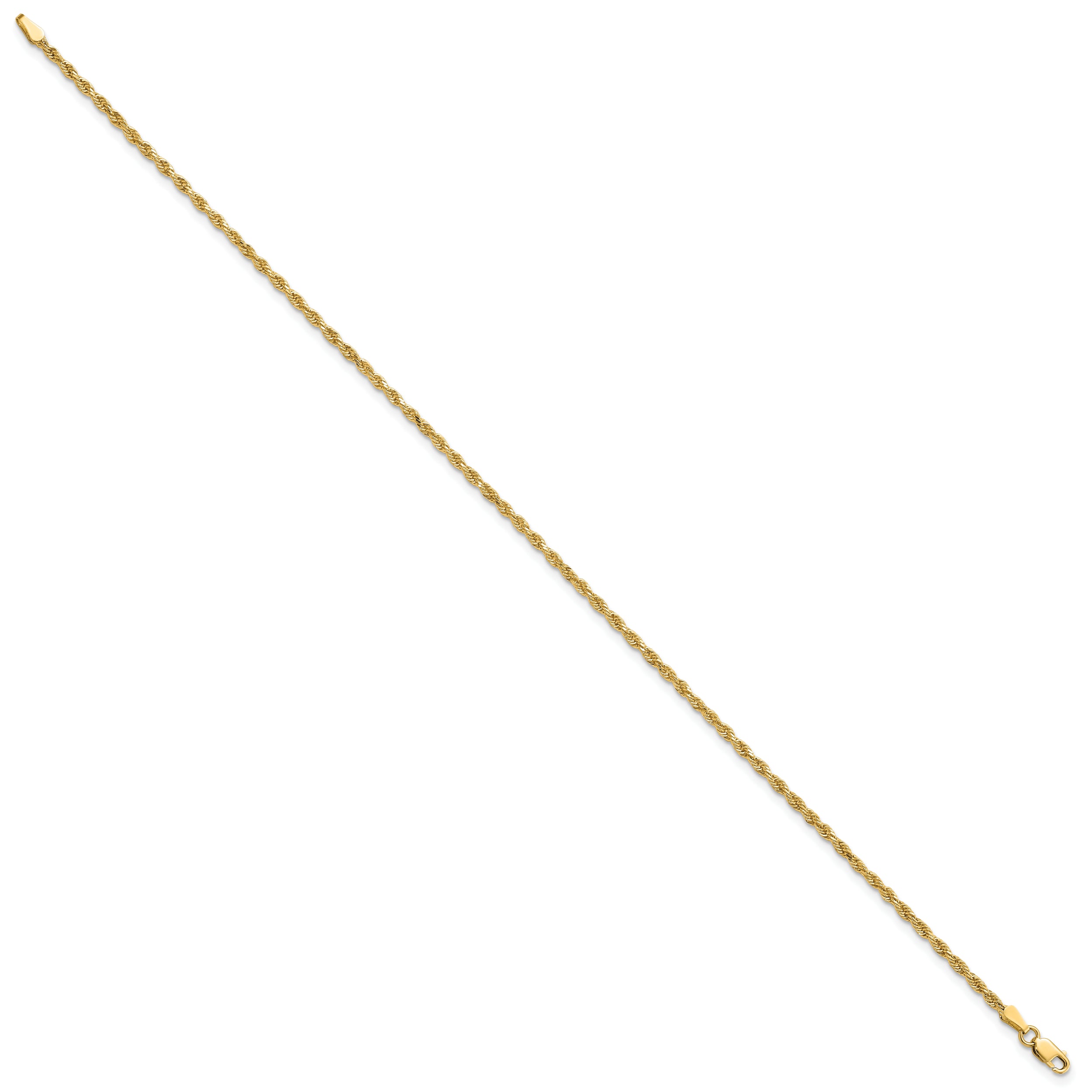 14K 7 inch 2mm Diamond-cut Rope with Lobster Clasp Chain