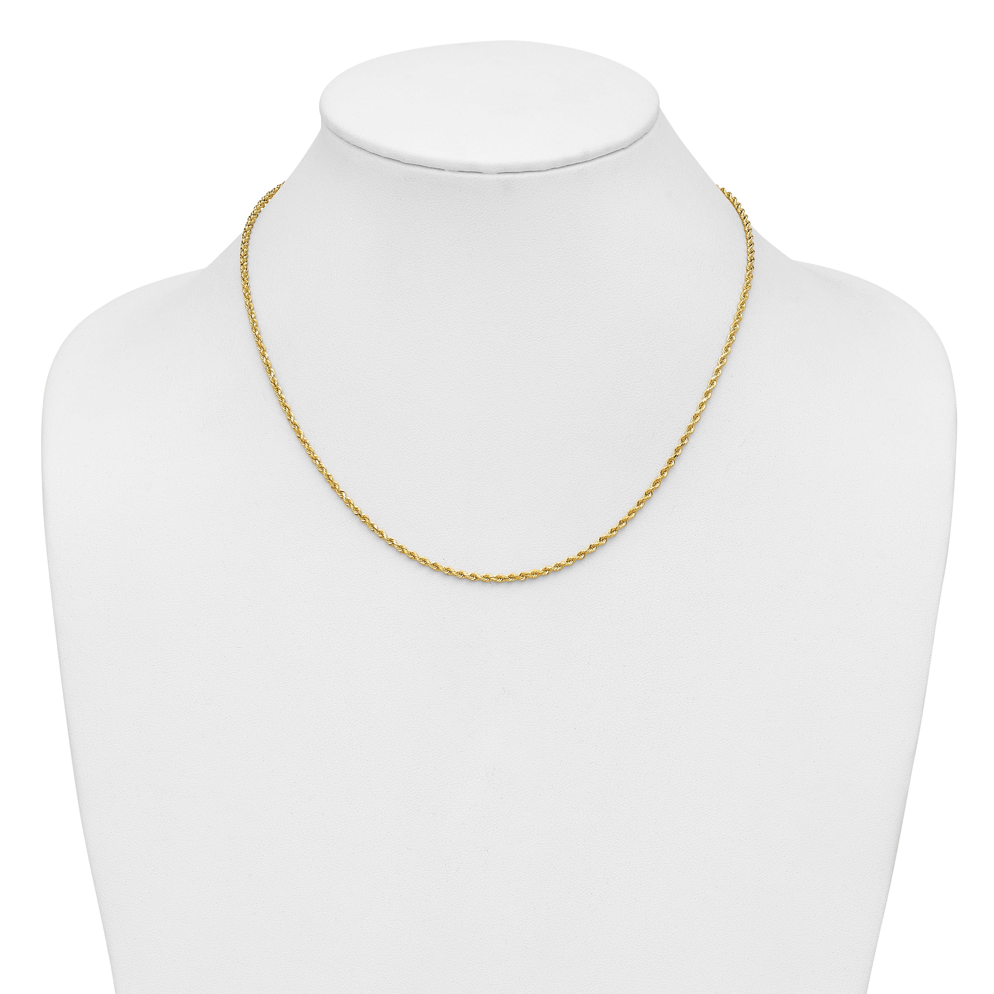 14K 7 inch 2mm Diamond-cut Rope with Lobster Clasp Chain