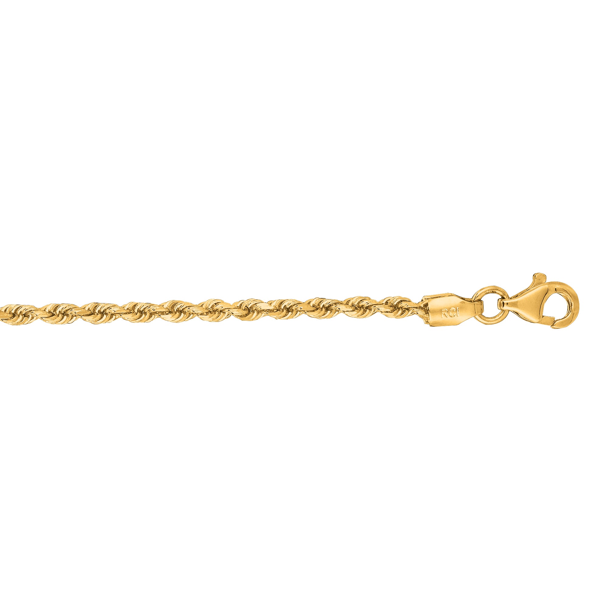 10K Yellow Gold 2mm Solid Diamond Cut Royal Rope 30" Chain with Lobster Lock