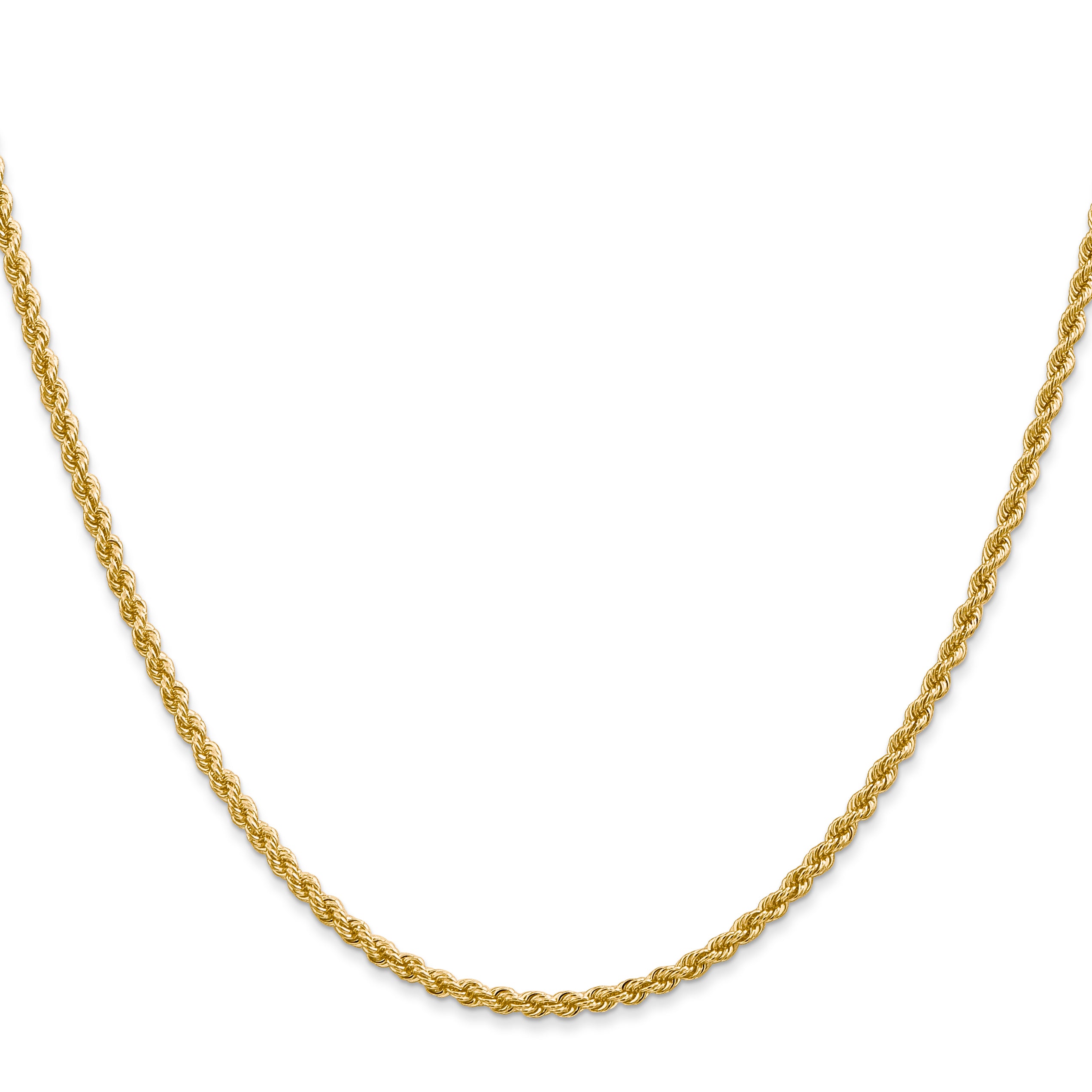 14K 7 inch 2mm Diamond-cut Rope with Lobster Clasp Chain