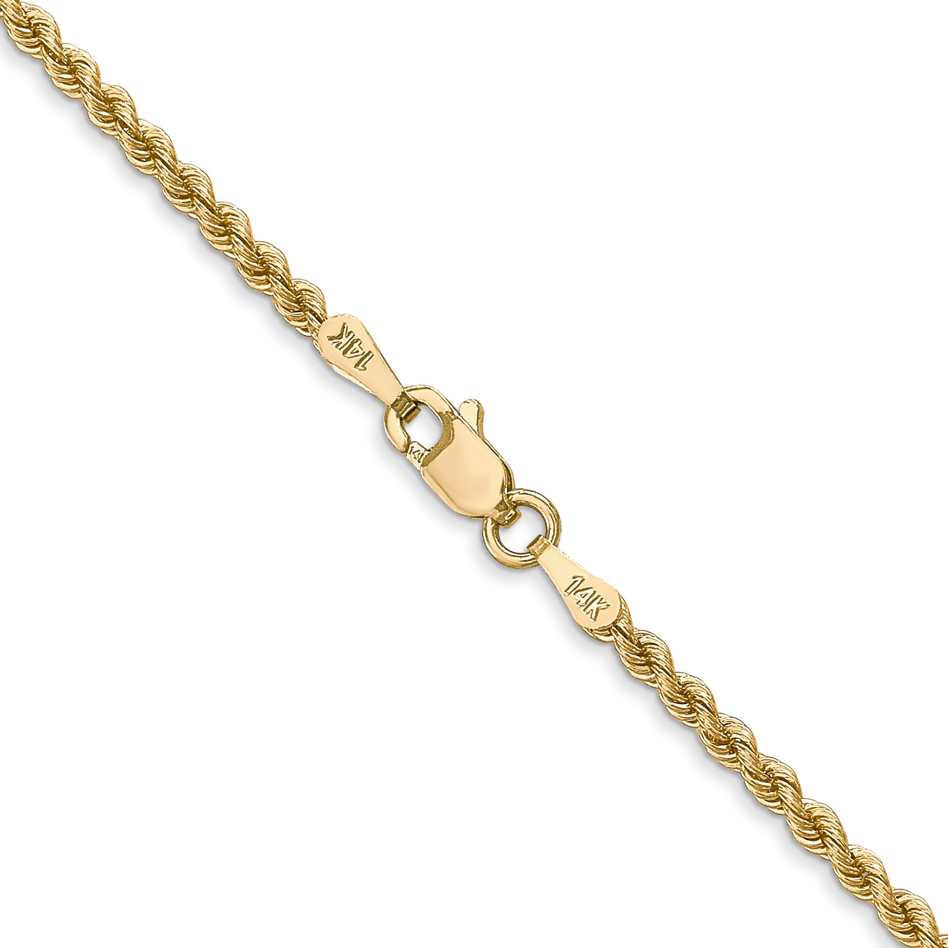 14K 7 inch 2mm Diamond-cut Rope with Lobster Clasp Chain