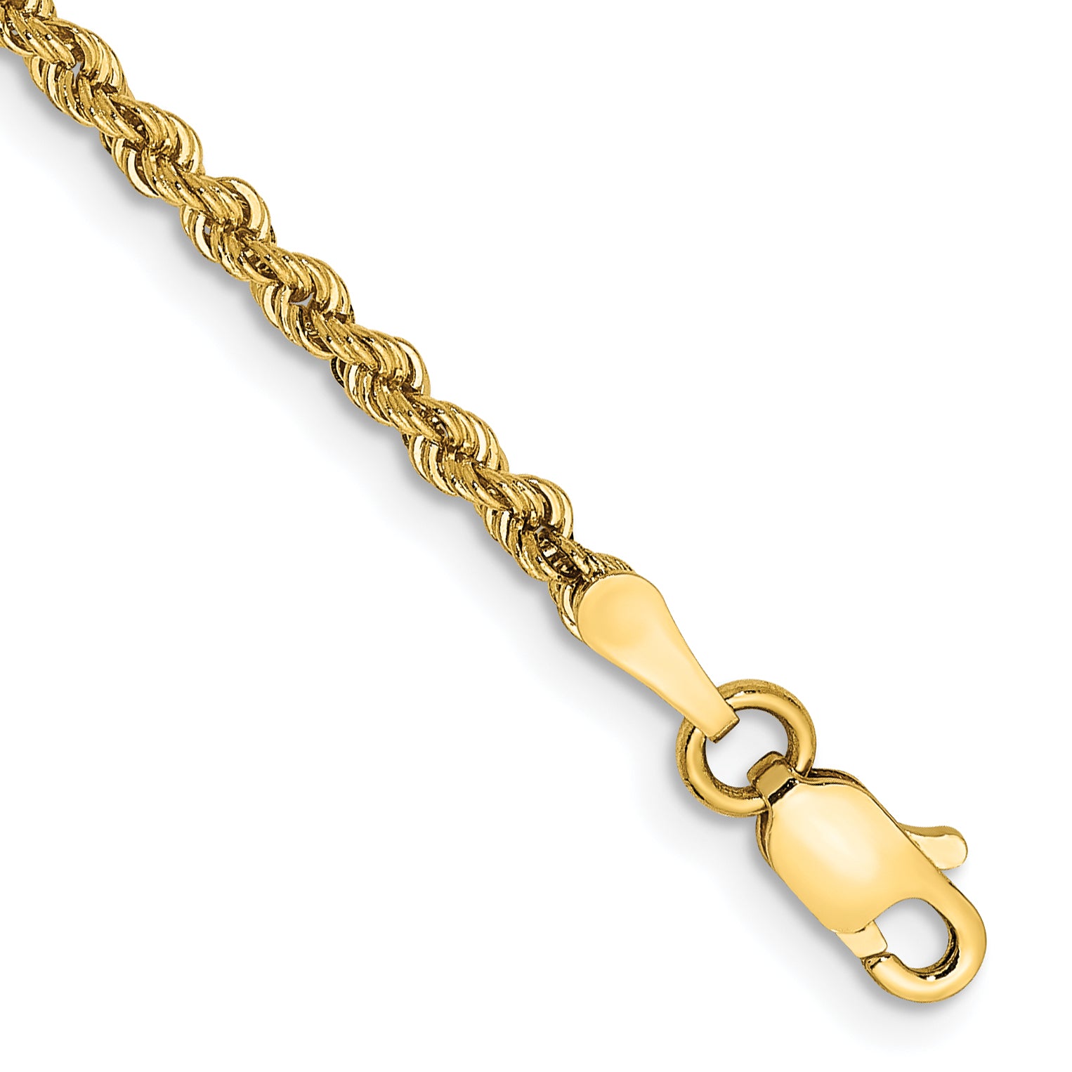 14K 7 inch 2mm Diamond-cut Rope with Lobster Clasp Chain
