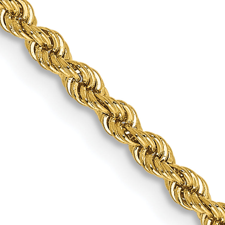 14K 7 inch 2mm Diamond-cut Rope with Lobster Clasp Chain