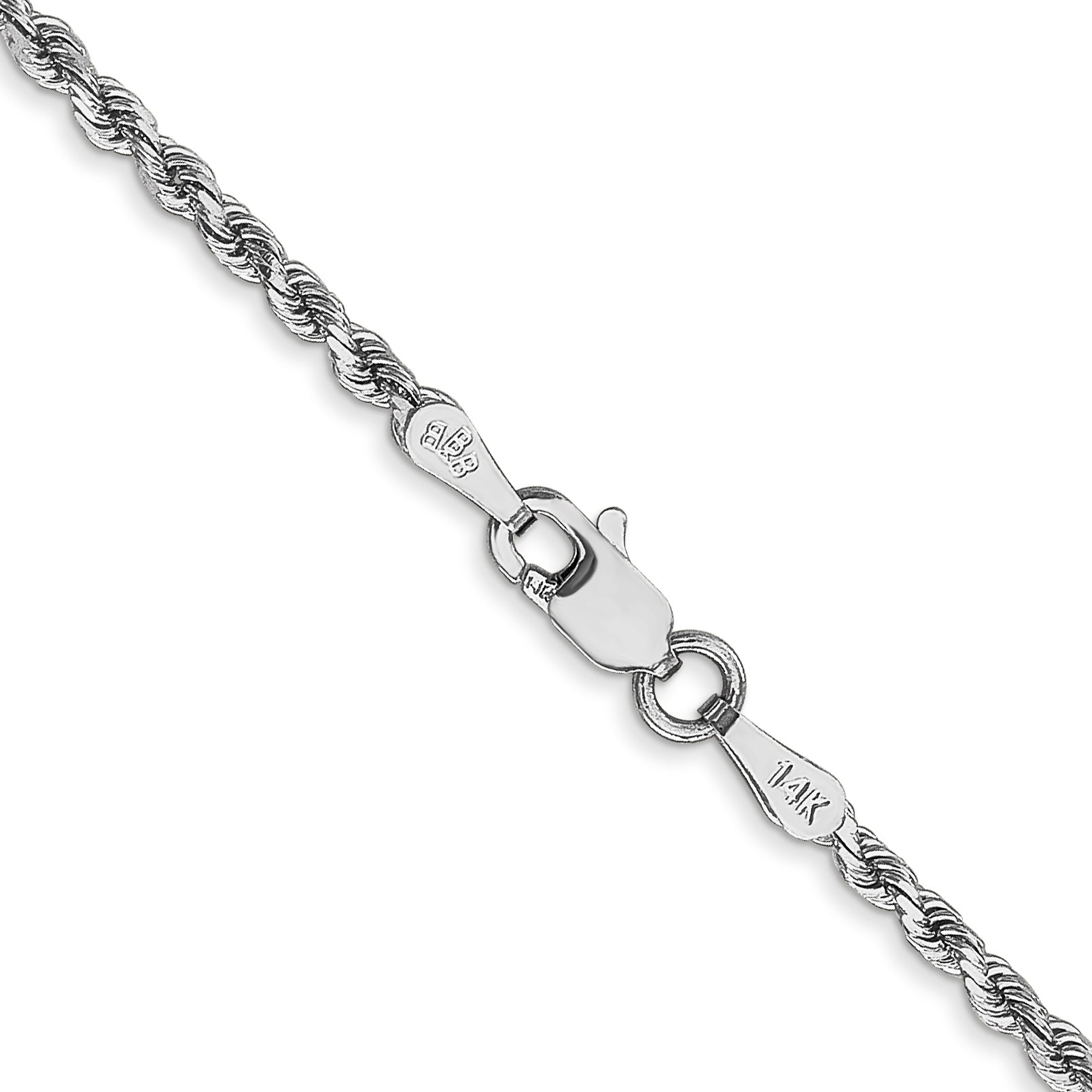 14K 7 inch 2mm Diamond-cut Rope with Lobster Clasp Chain