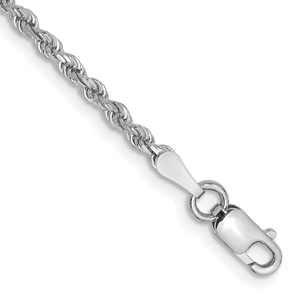 14K White Gold 6 Inch 2Mm Diamond-Cut Rope With Lobster Clasp Chain