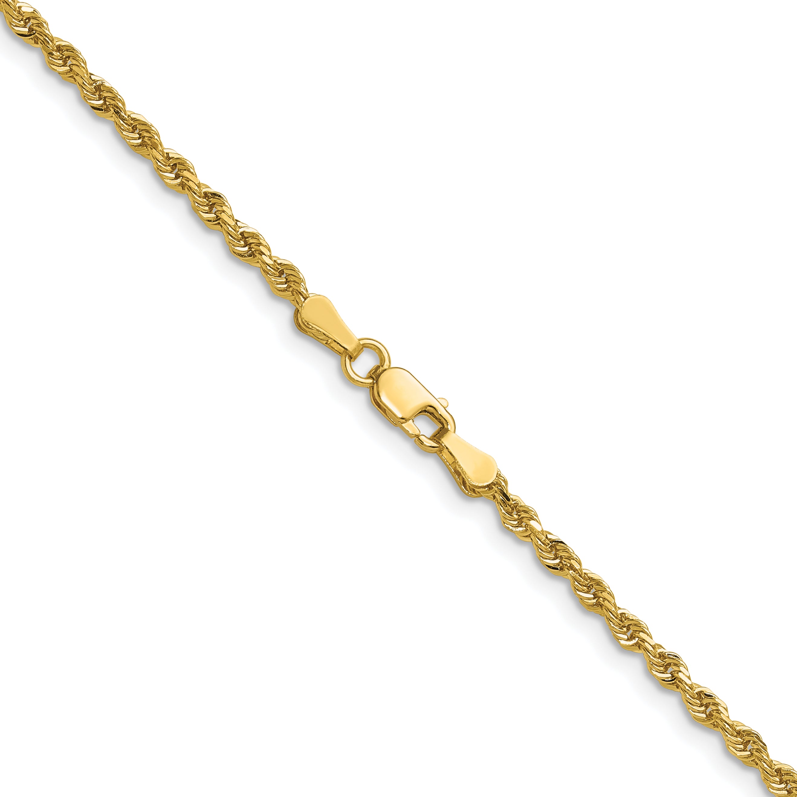 14K 7 inch 2.25mm Diamond-cut Rope with Lobster Clasp Chain