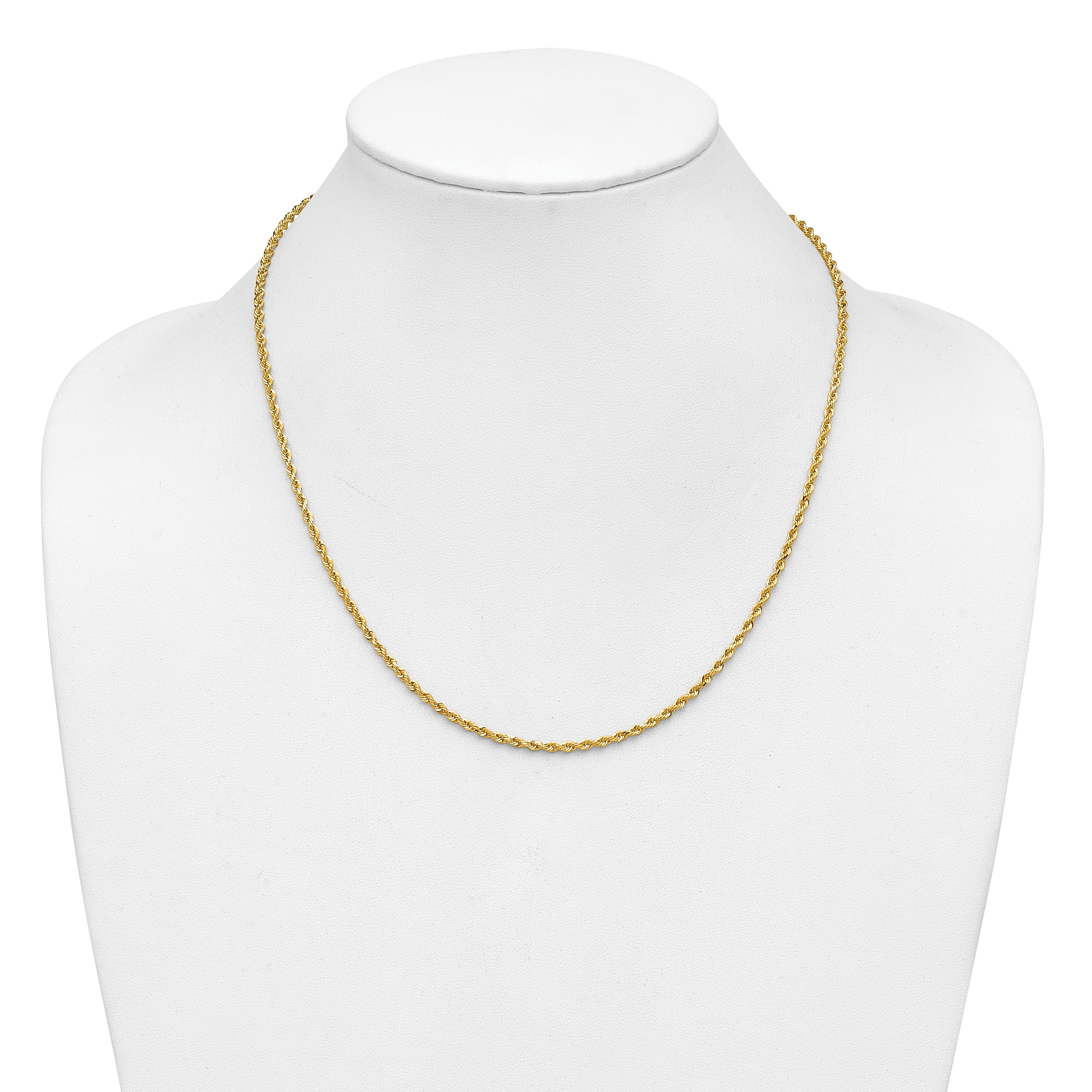 14K 7 inch 2.25mm Diamond-cut Rope with Lobster Clasp Chain