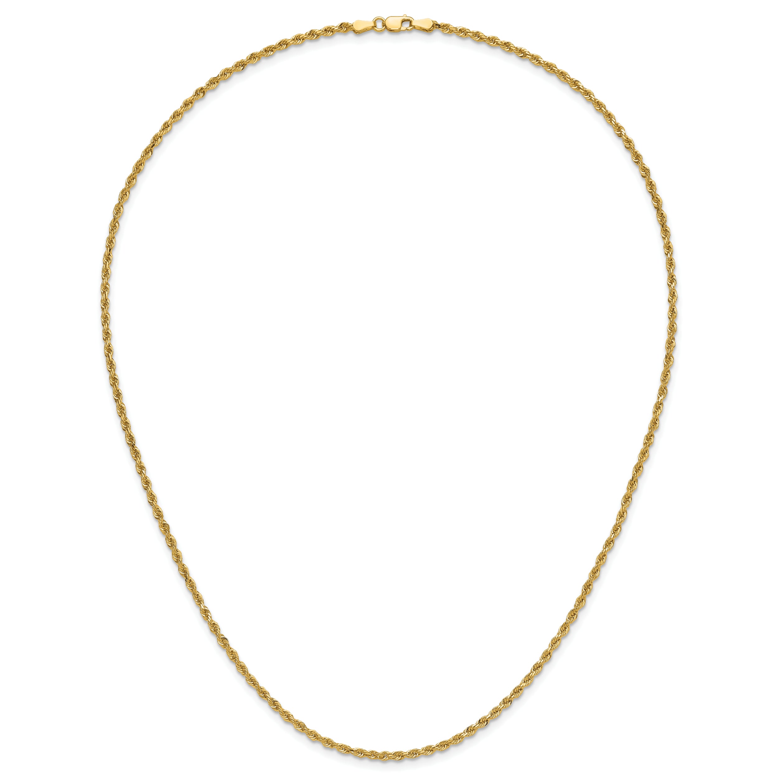 14K 7 inch 2.25mm Diamond-cut Rope with Lobster Clasp Chain