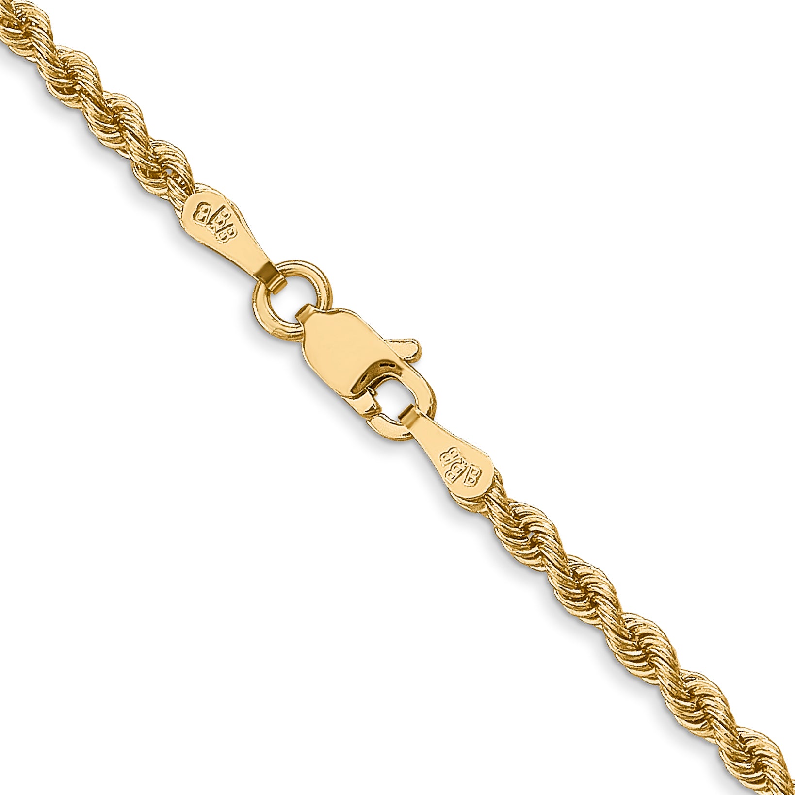 14K 7 inch 2.5mm Regular Rope with Lobster Clasp Chain
