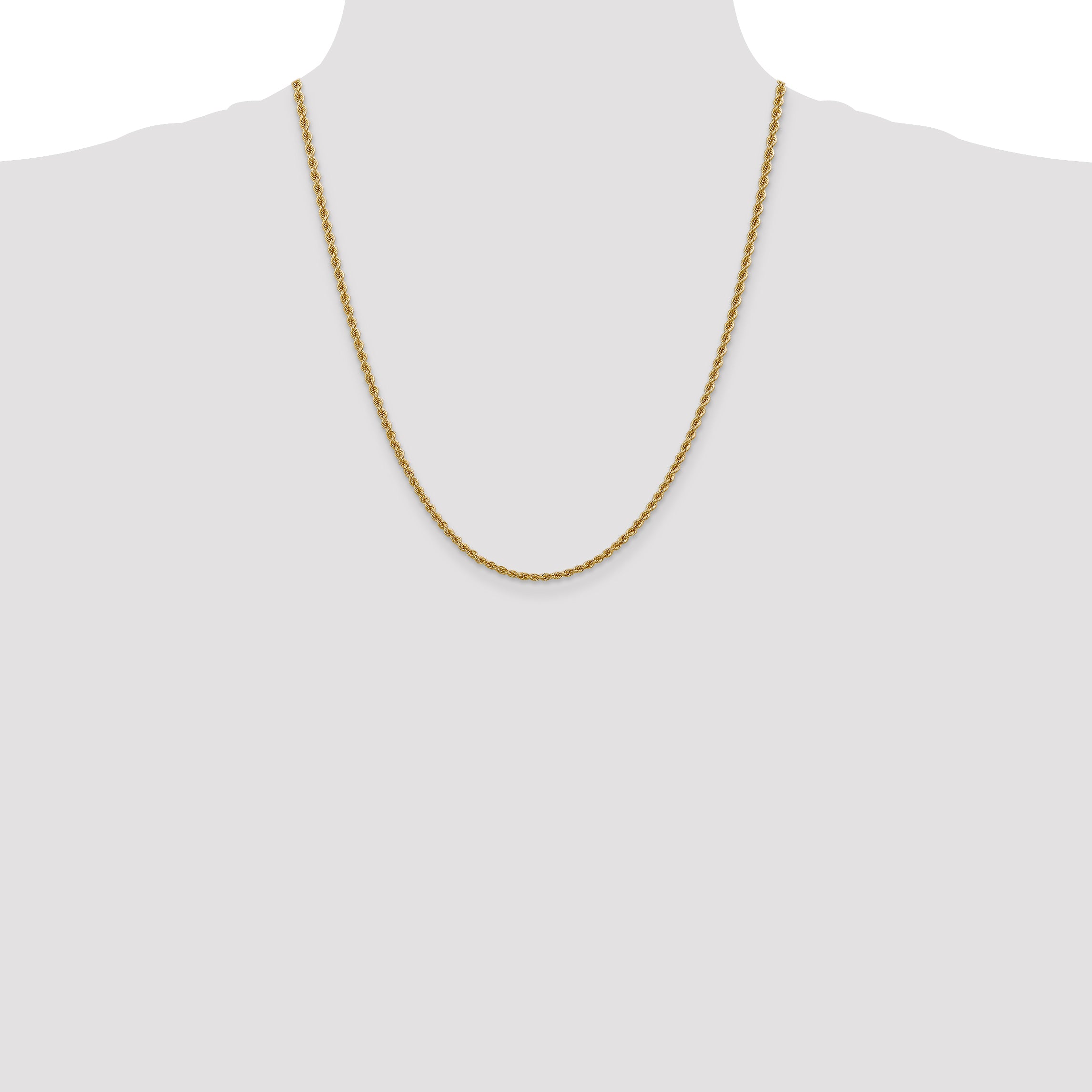 14K 7 inch 2.5mm Regular Rope with Lobster Clasp Chain