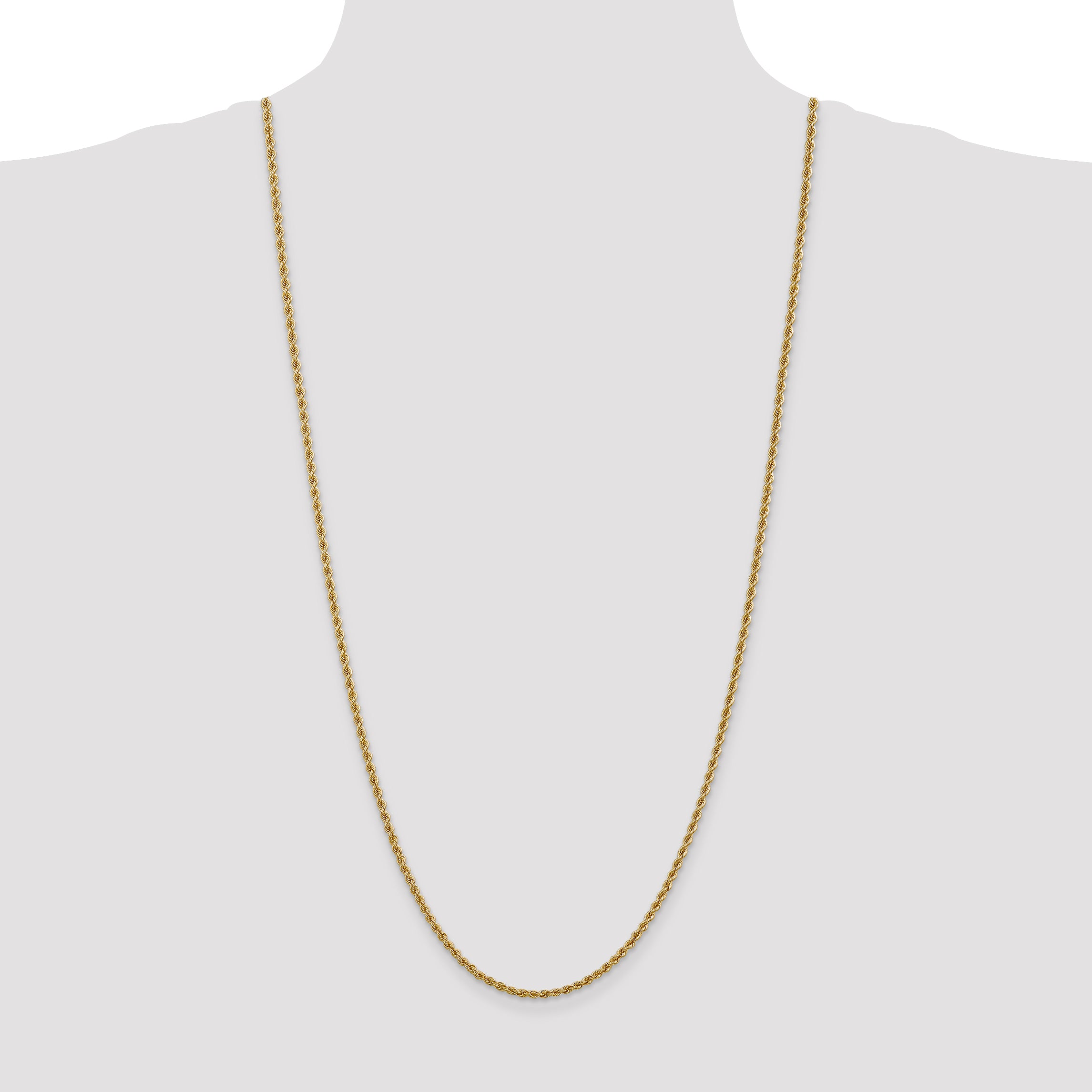 14K 7 inch 2.5mm Regular Rope with Lobster Clasp Chain