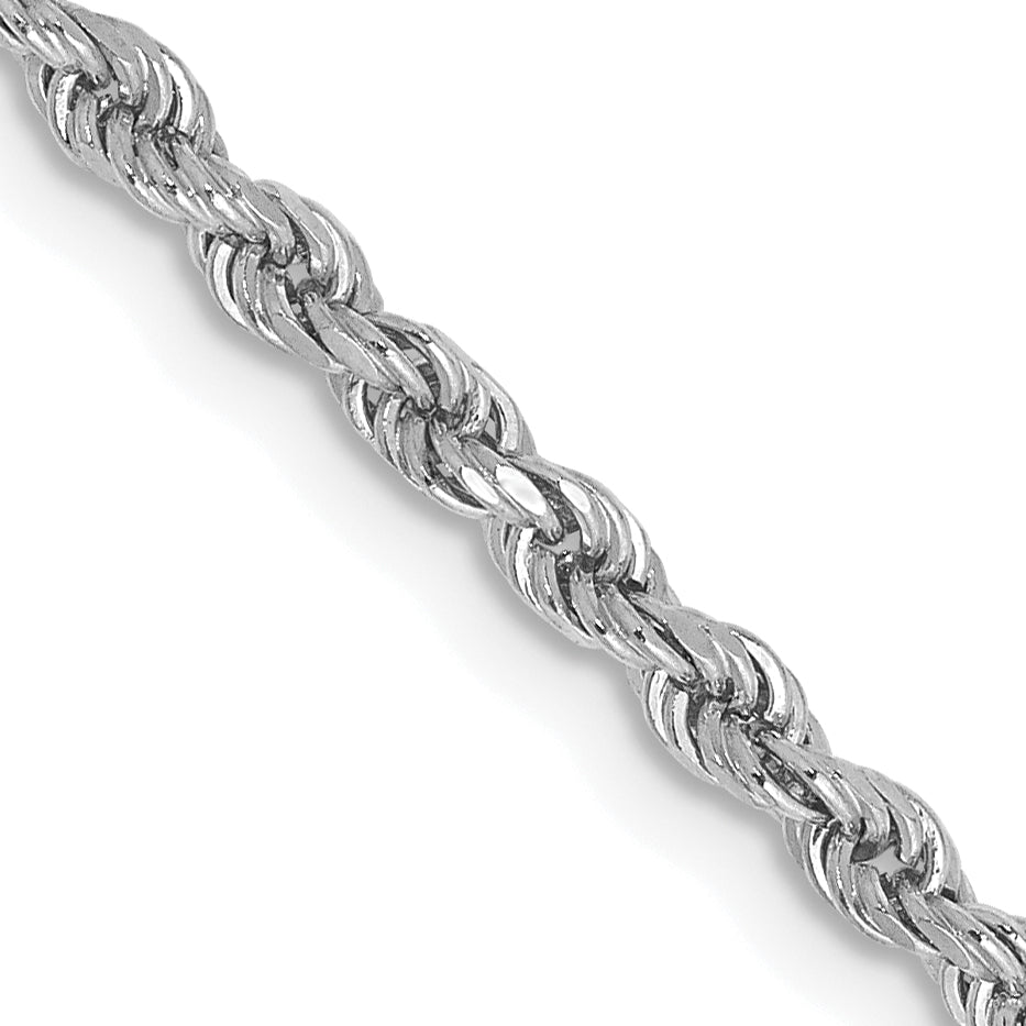 14K White Gold 16 inch 2.25mm Diamond-cut Rope with Lobster Clasp Chain