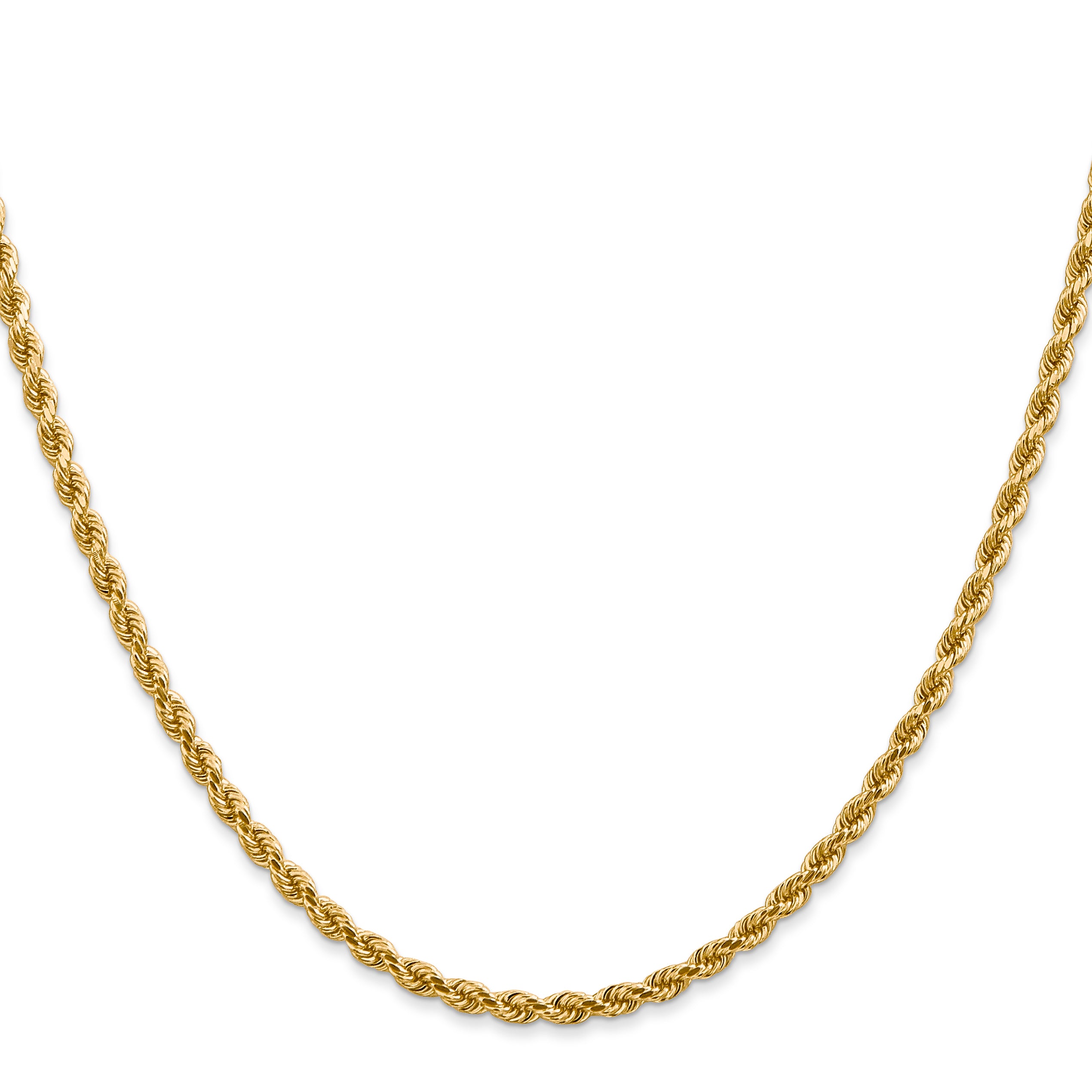 14K 7 inch 2.75mm Diamond-cut Rope with Lobster Clasp Chain