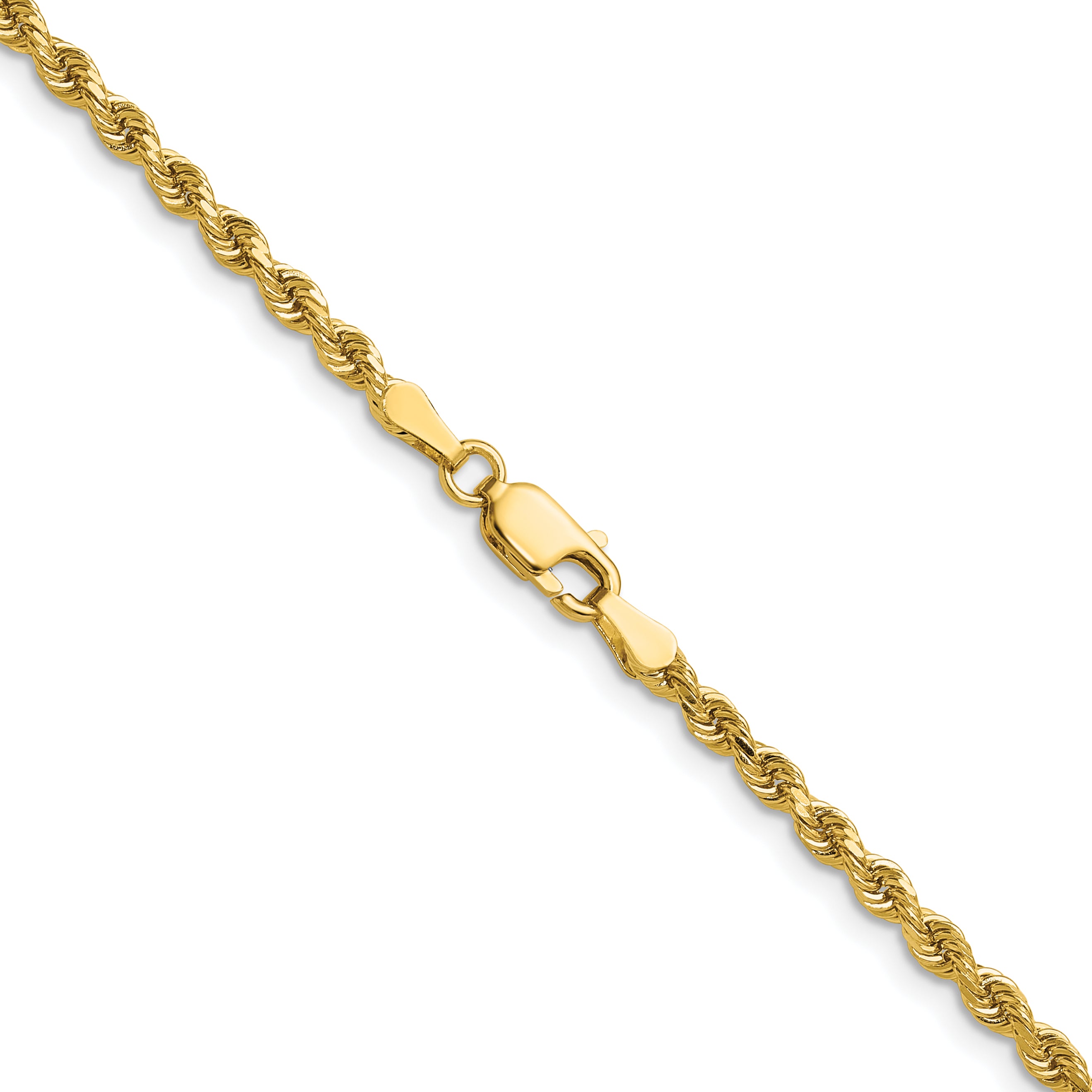 14K 7 inch 2.75mm Diamond-cut Rope with Lobster Clasp Chain