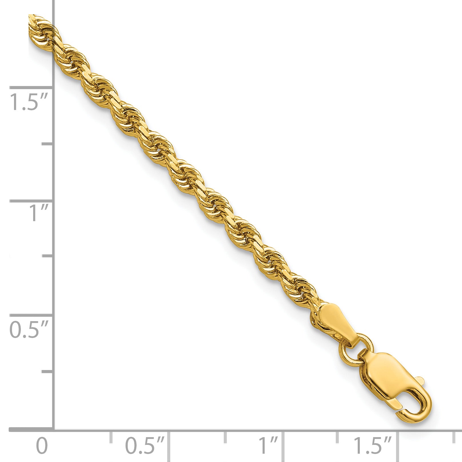 14K 7 inch 2.75mm Diamond-cut Rope with Lobster Clasp Chain