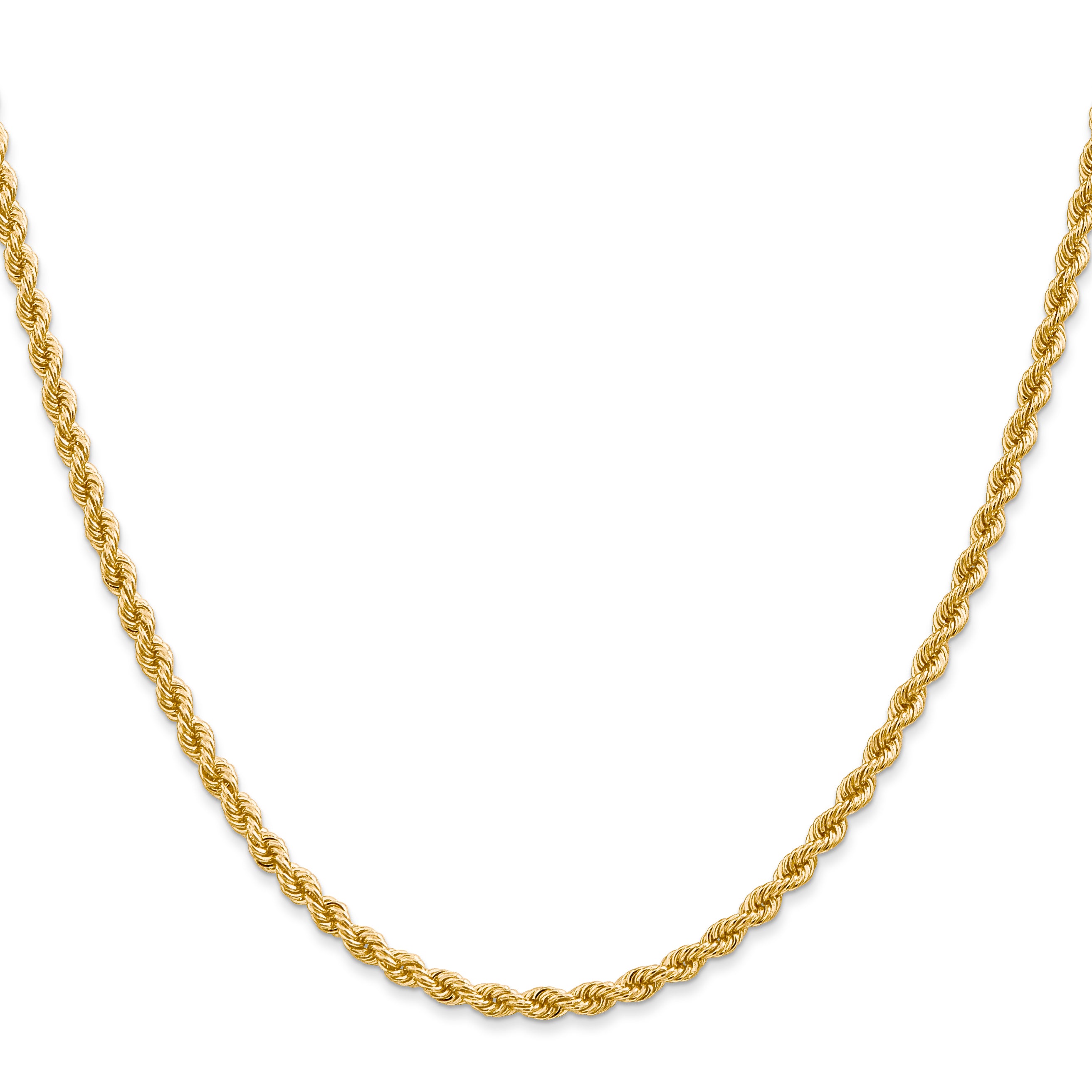 14K 7 inch 2.75mm Regular Rope with Lobster Clasp Chain