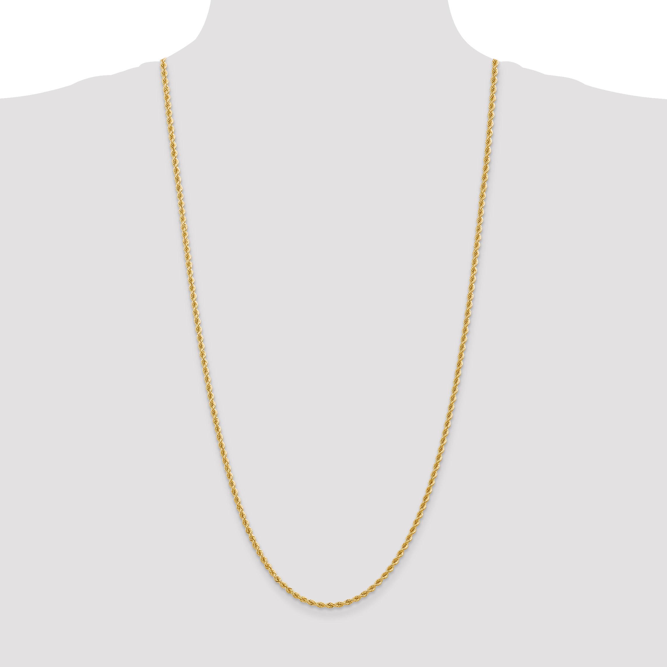 14K 7 inch 2.75mm Regular Rope with Lobster Clasp Chain