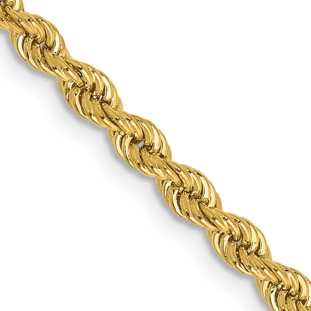 14K 7 inch 2.75mm Regular Rope with Lobster Clasp Chain