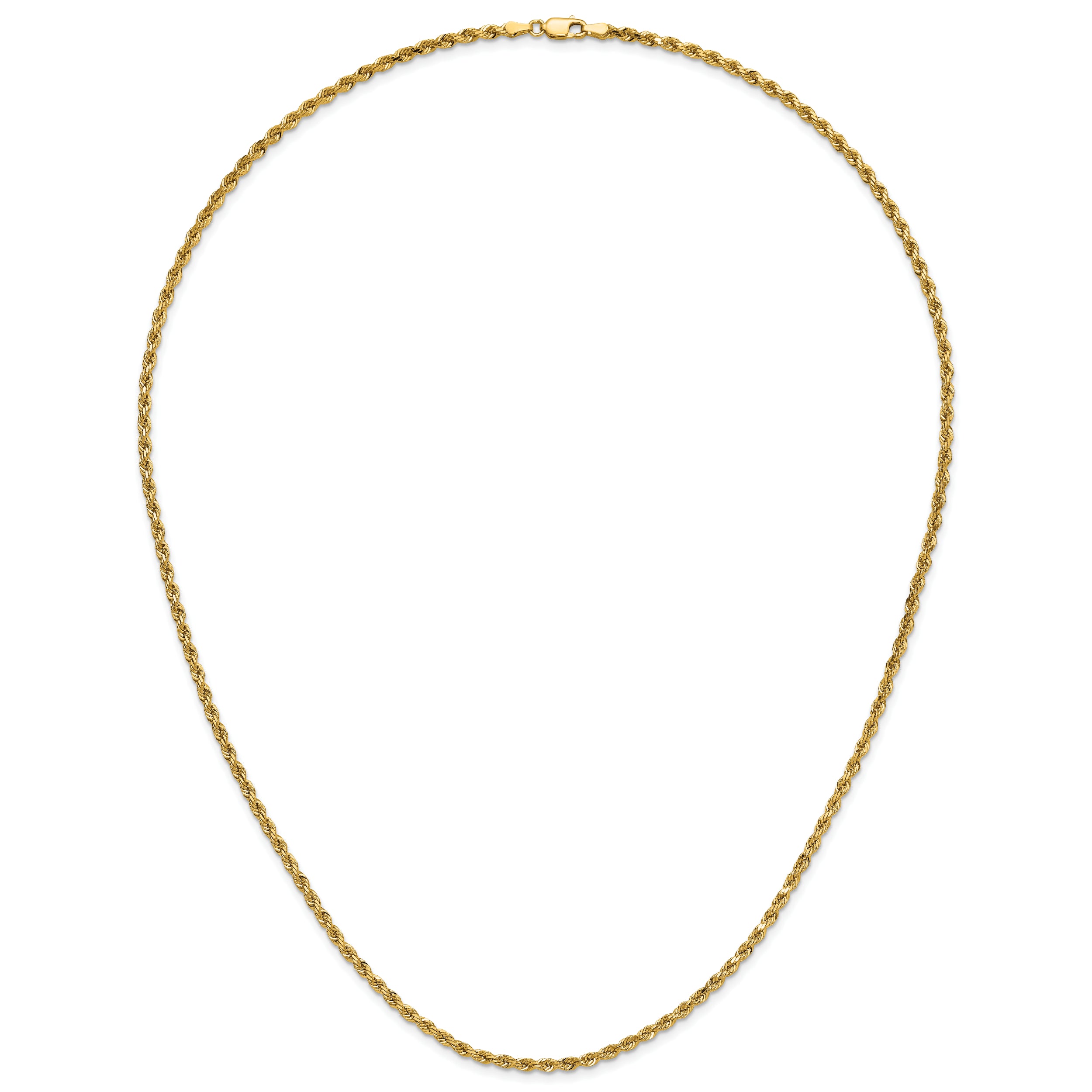 14K 7 inch 3mm Diamond-cut Rope with Lobster Clasp Chain