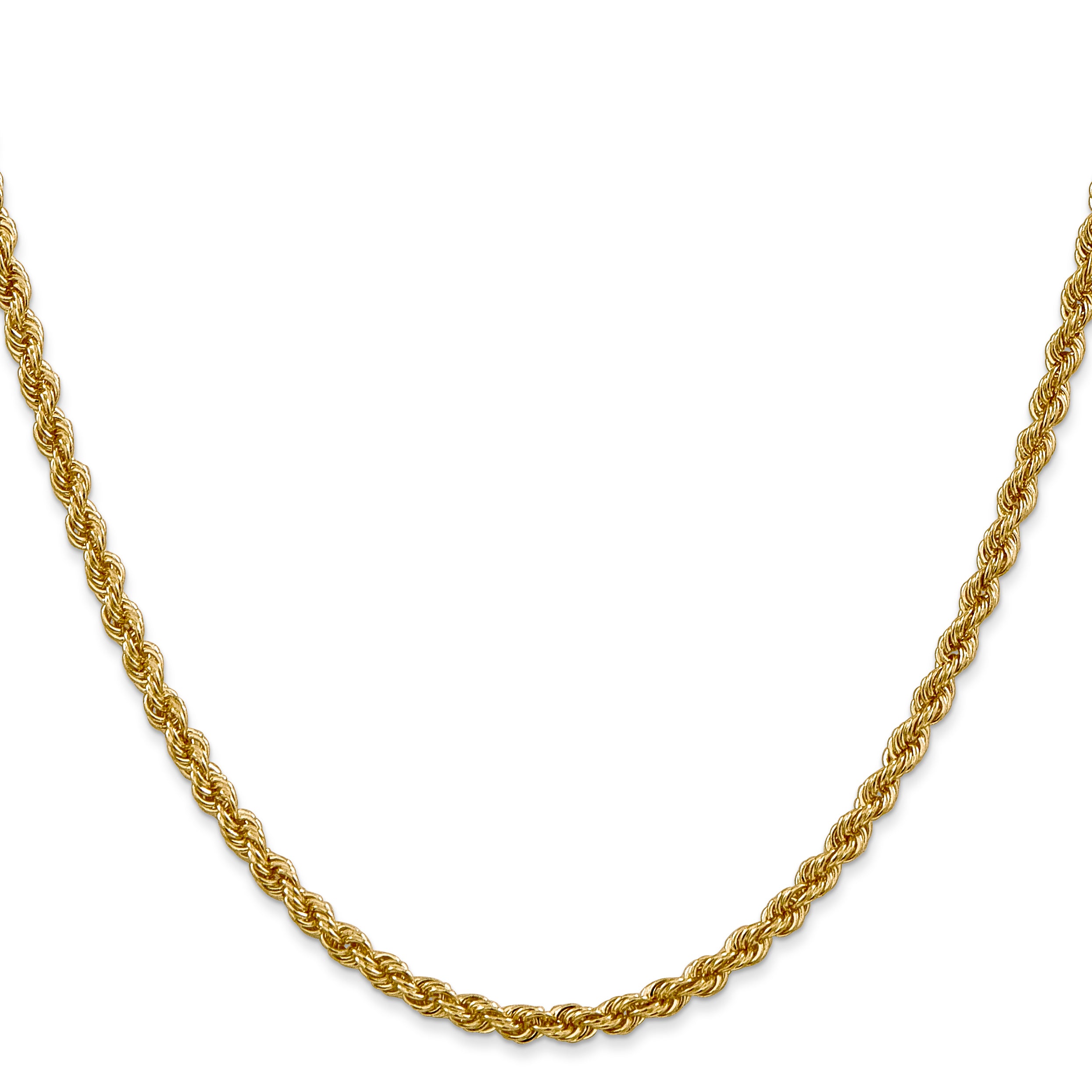 14K 7 inch 3mm Regular Rope with Lobster Clasp Chain