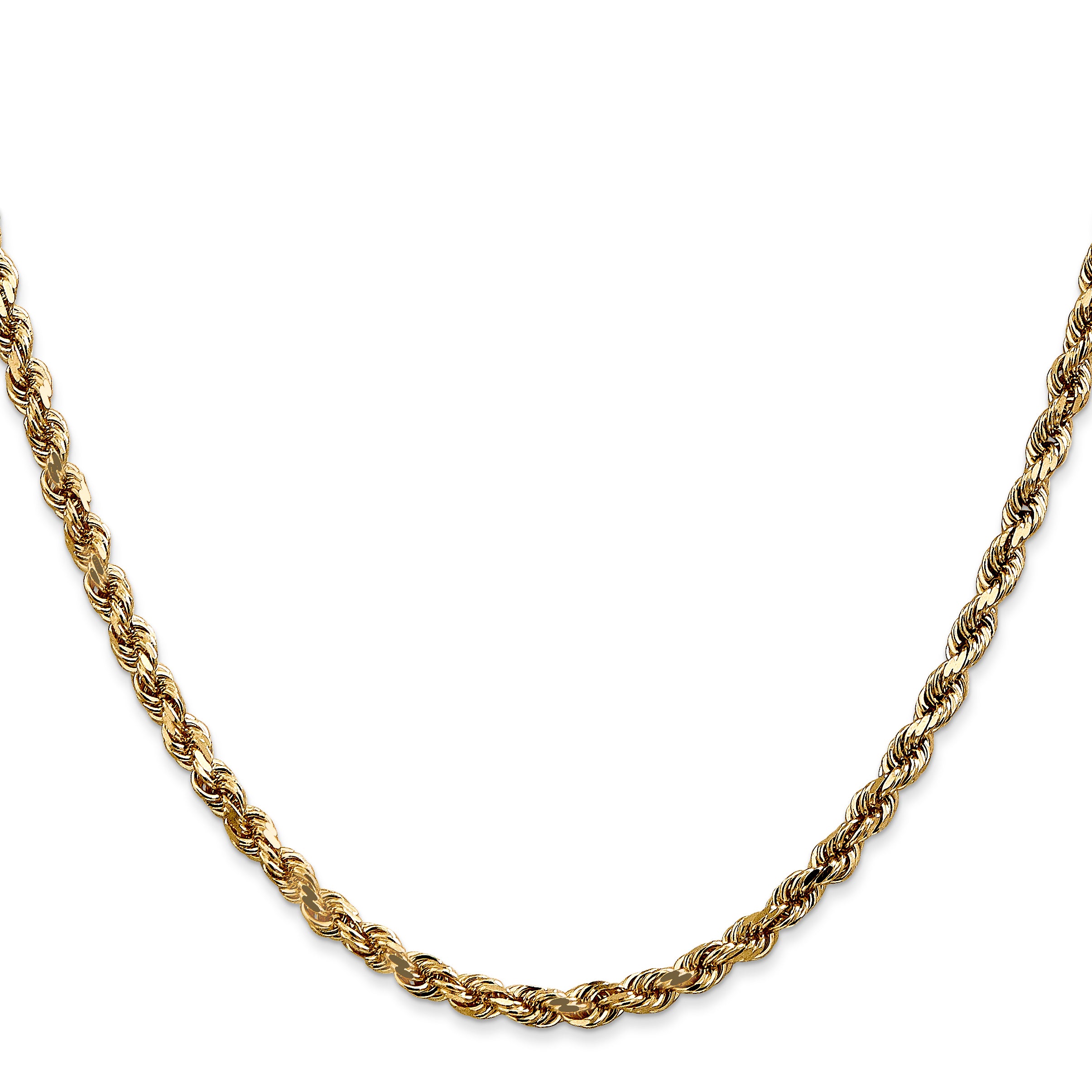 14K 7 inch 3.5mm Diamond-cut Rope with Lobster Clasp Chain