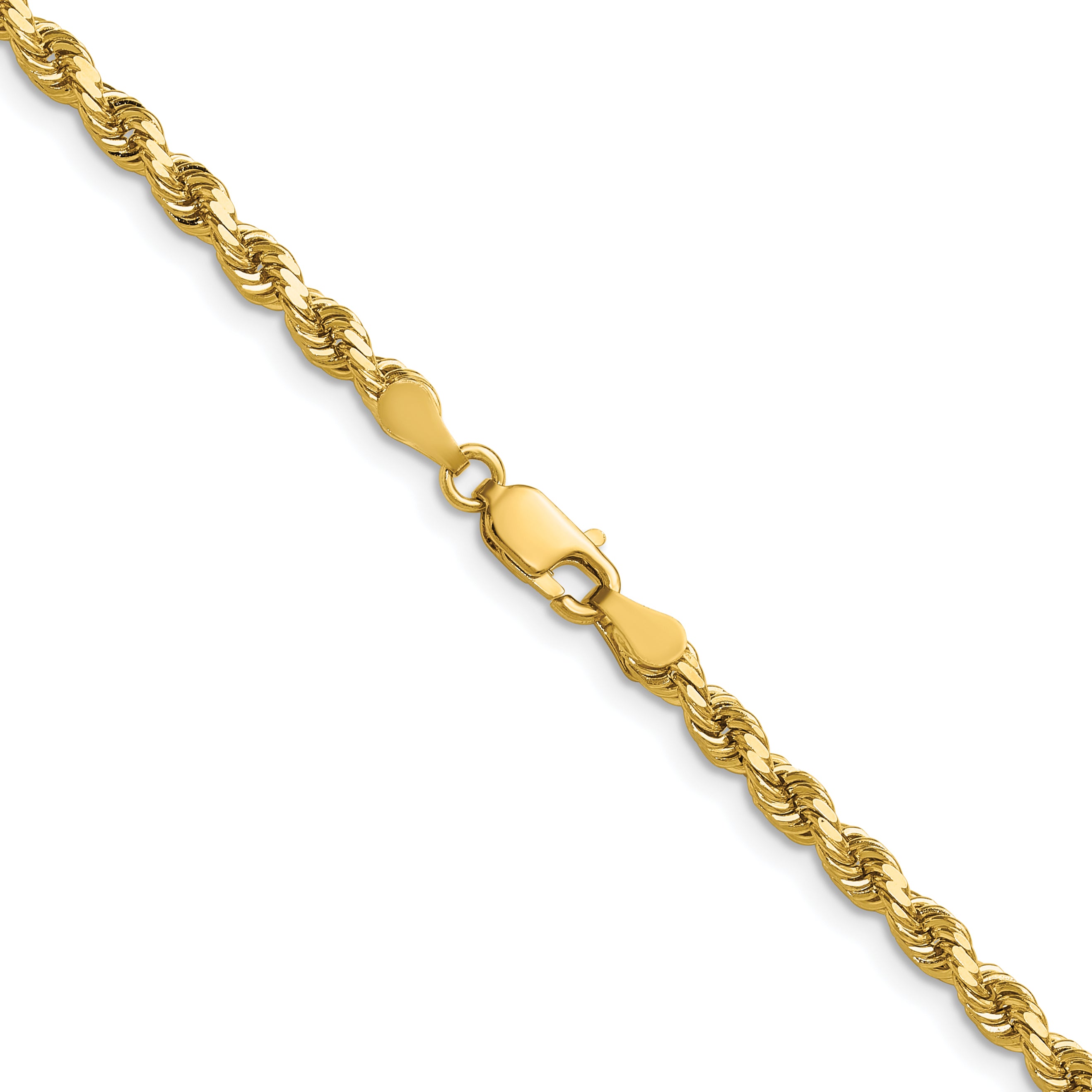 14K 7 inch 3.5mm Diamond-cut Rope with Lobster Clasp Chain