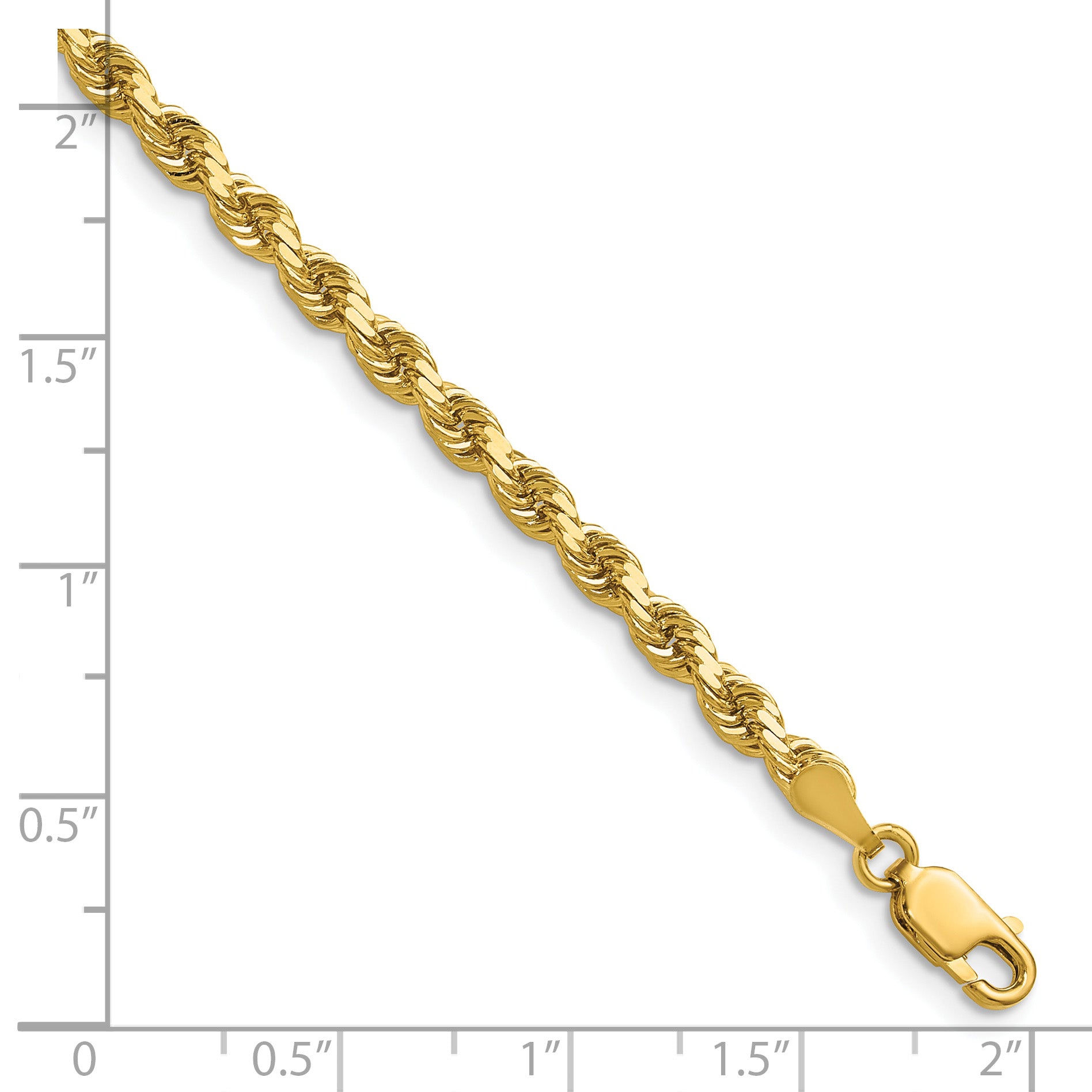 14K 7 inch 3.5mm Diamond-cut Rope with Lobster Clasp Chain