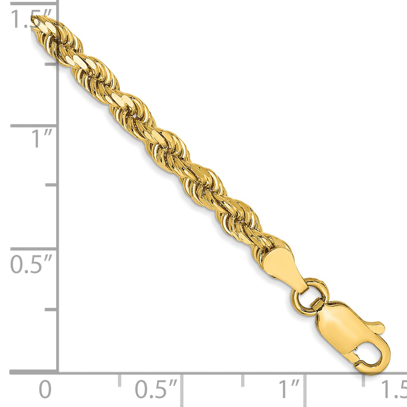 14K 7 inch 3.5mm Diamond-cut Rope with Lobster Clasp Chain