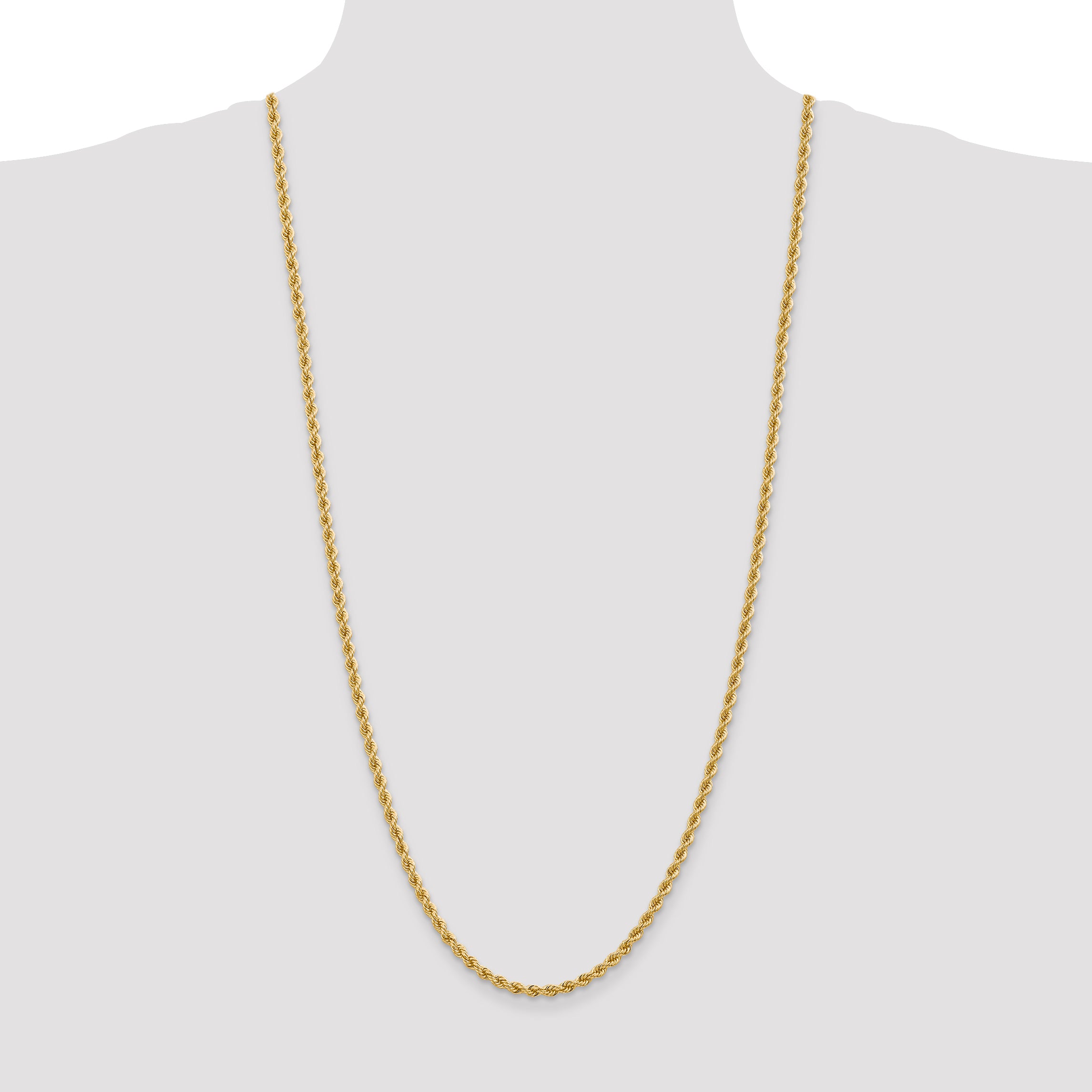 14K 7 inch 3.65mm Regular Rope with Lobster Clasp Chain