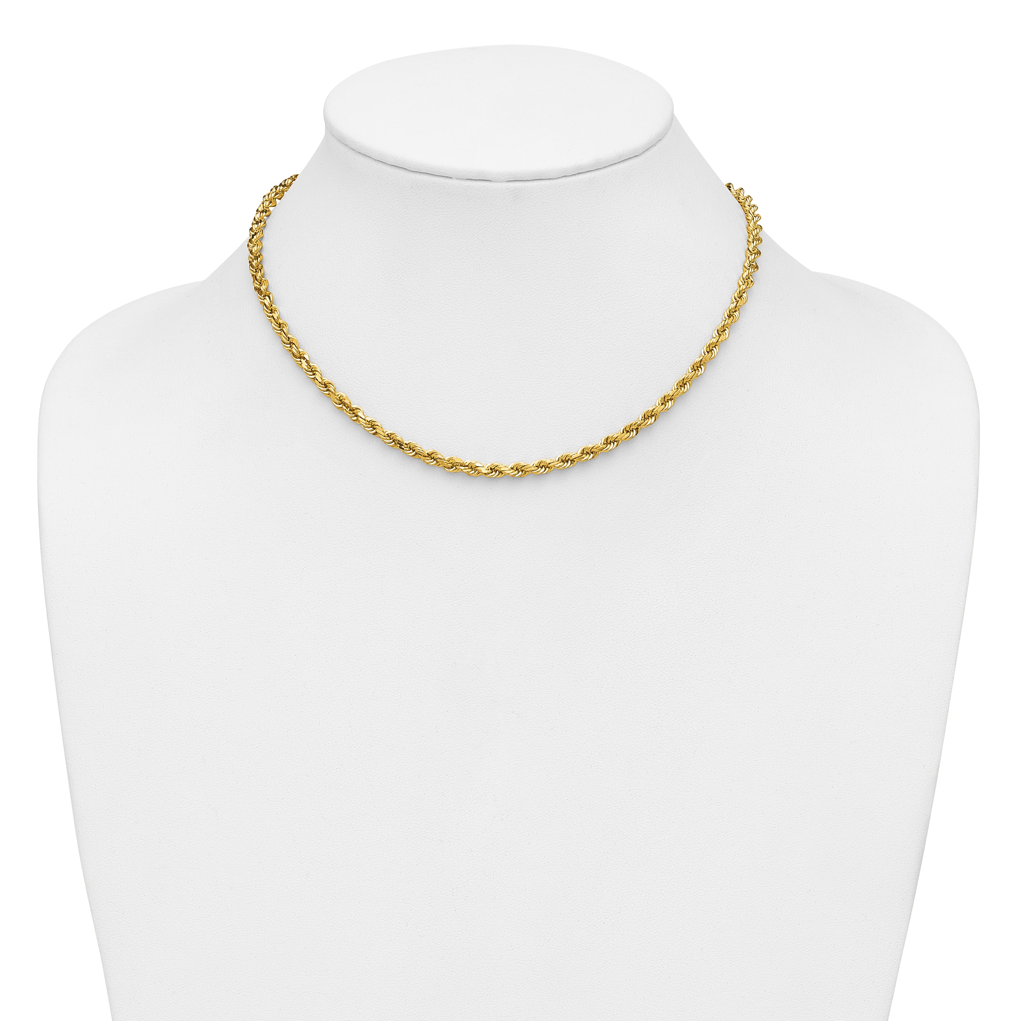 14K 7 inch 4mm Diamond-cut Rope with Lobster Clasp Chain
