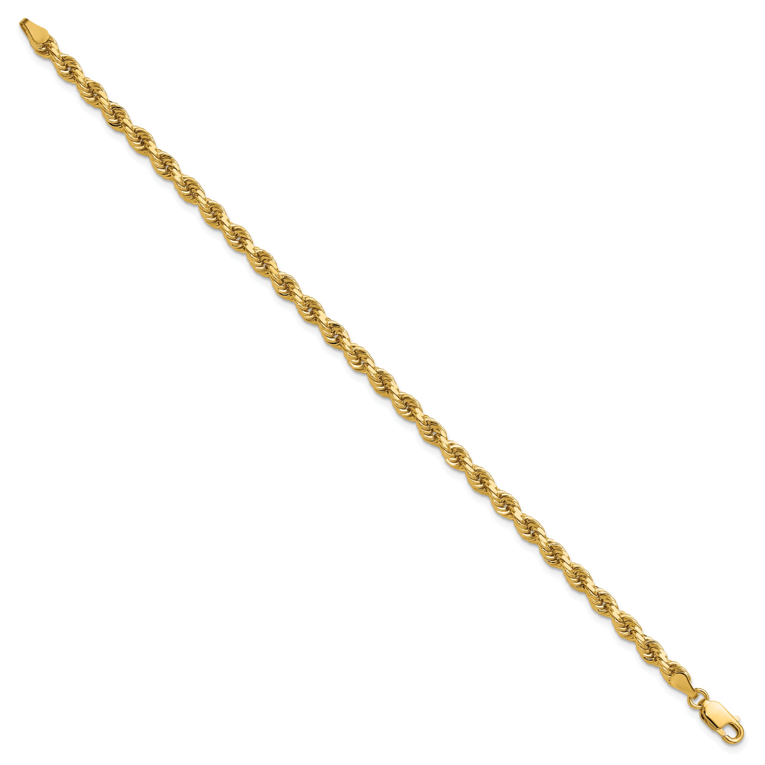 14K 7 inch 4mm Diamond-cut Rope with Lobster Clasp Chain