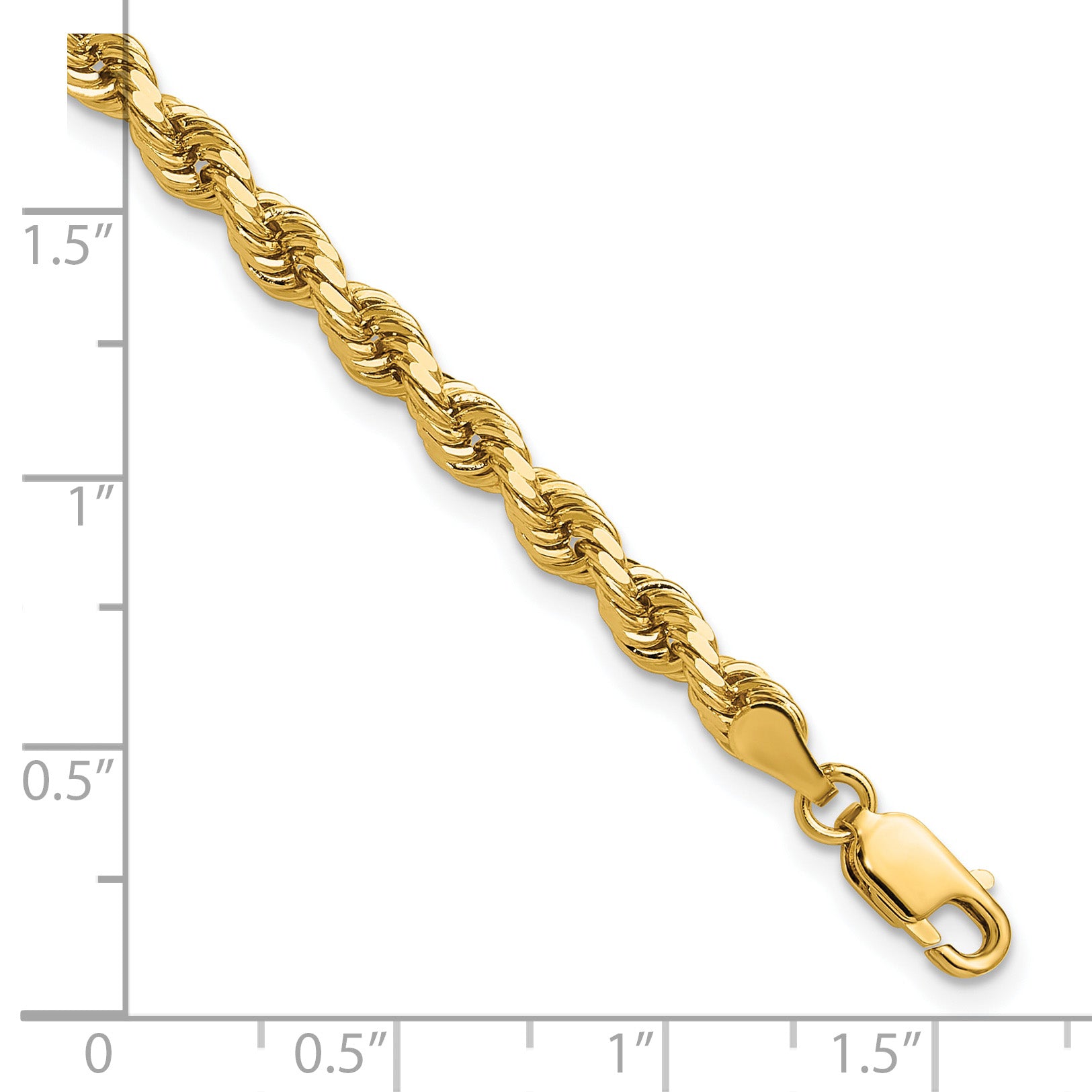 14K 7 inch 4mm Diamond-cut Rope with Lobster Clasp Chain