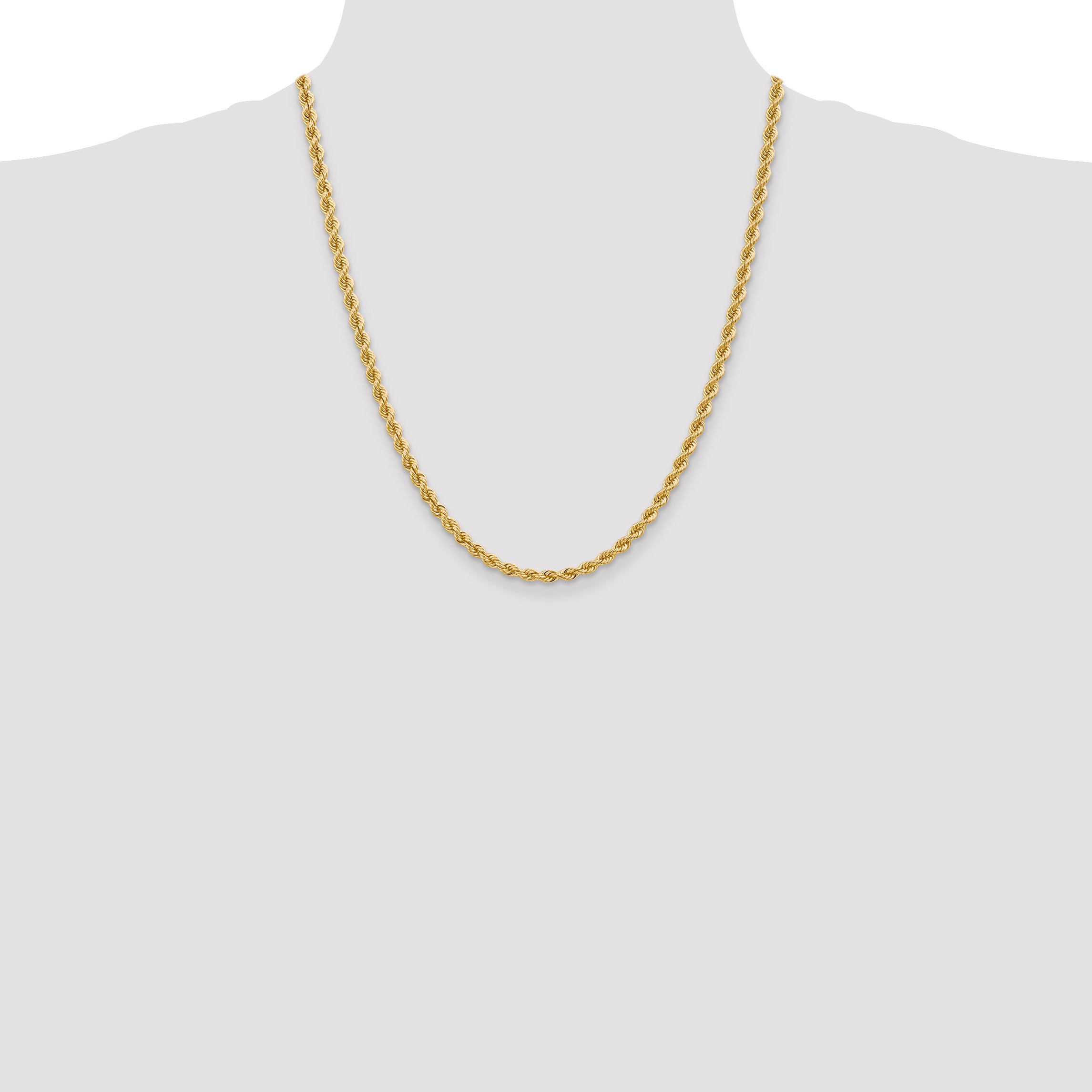 14K 7 inch 4mm Regular Rope with Lobster Clasp Chain