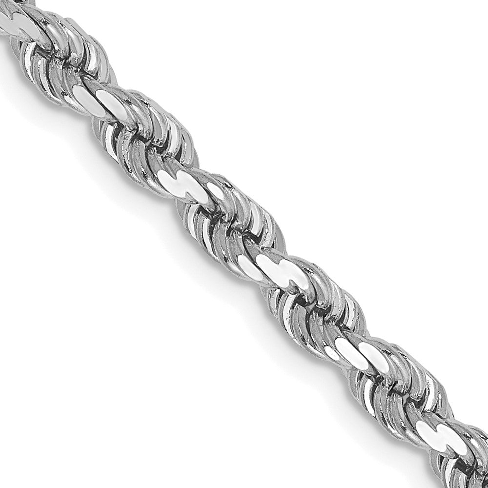 14K White Gold 24 Inch 4Mm Diamond-Cut Rope With Lobster Clasp Chain