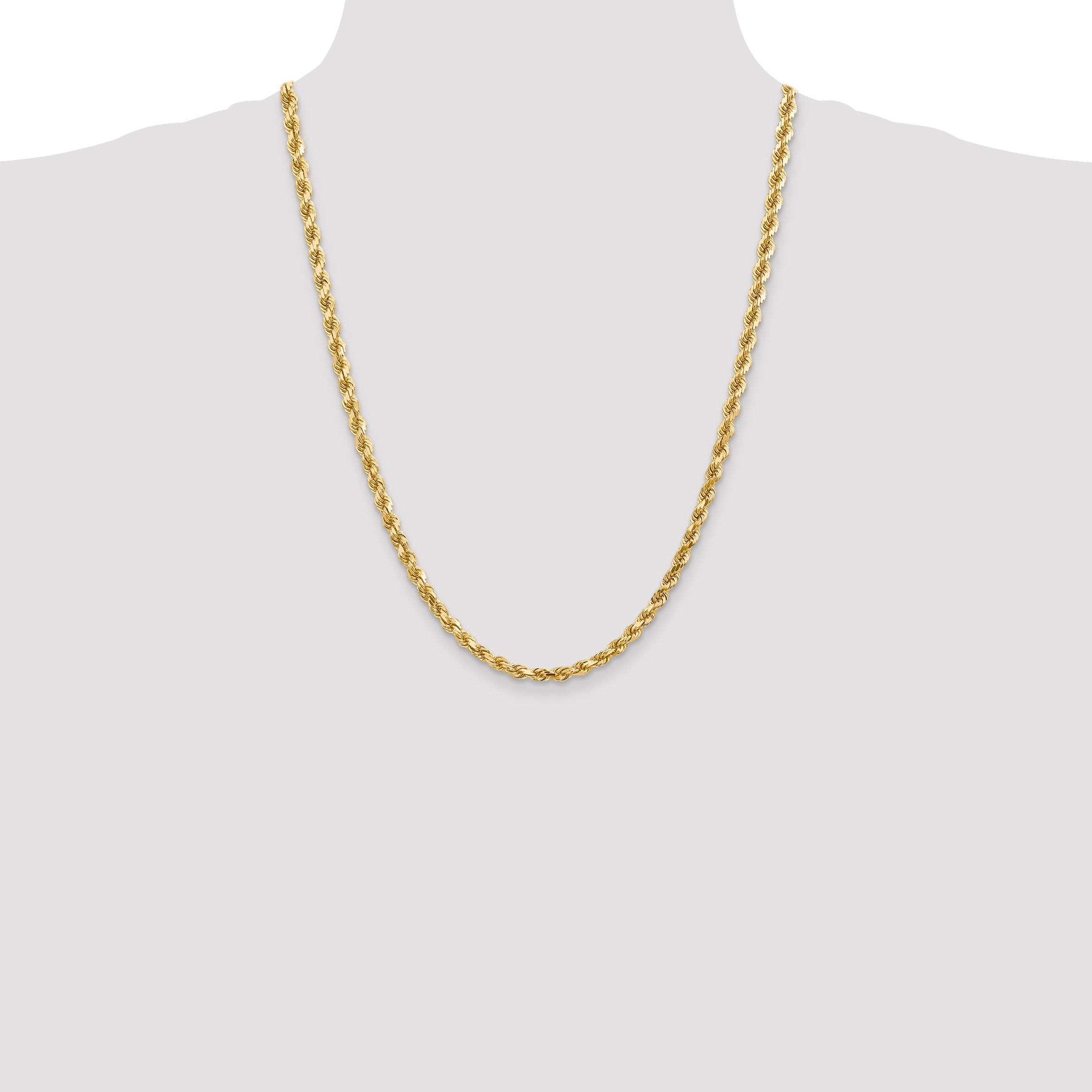 14K 7 inch 4.5mm Diamond-cut Rope with Lobster Clasp Chain