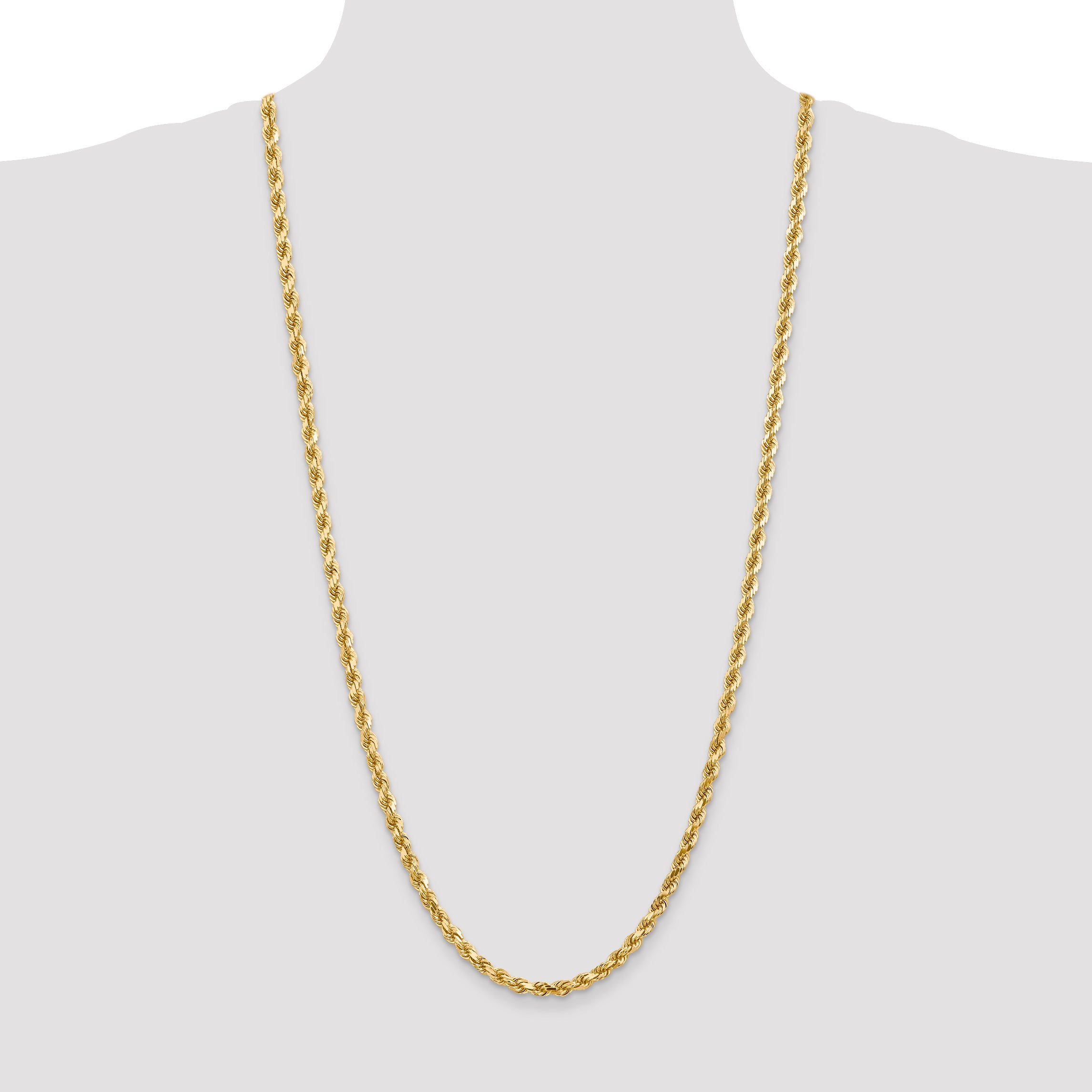 14K 7 inch 4.5mm Diamond-cut Rope with Lobster Clasp Chain