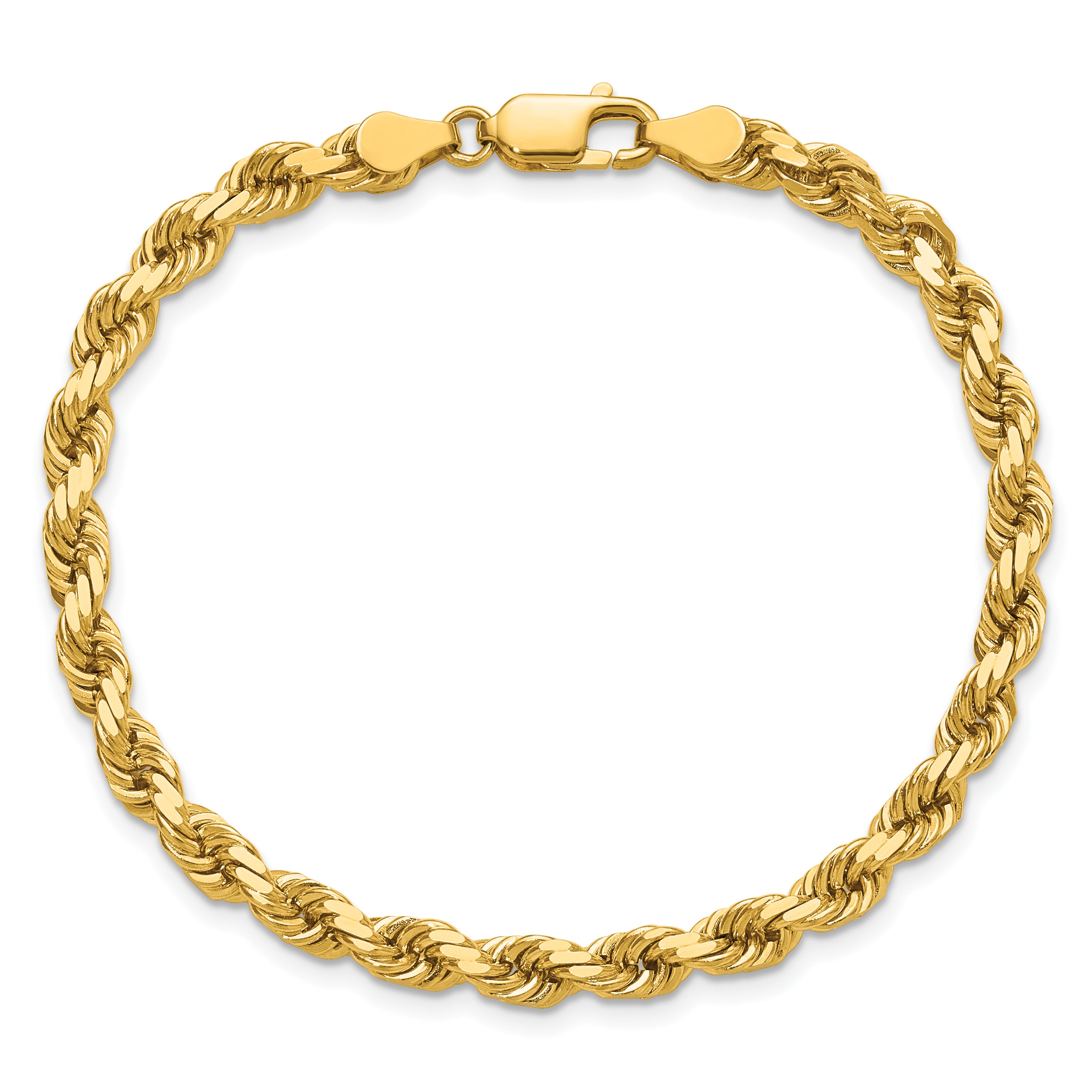 14K 7 inch 4.5mm Diamond-cut Rope with Lobster Clasp Chain