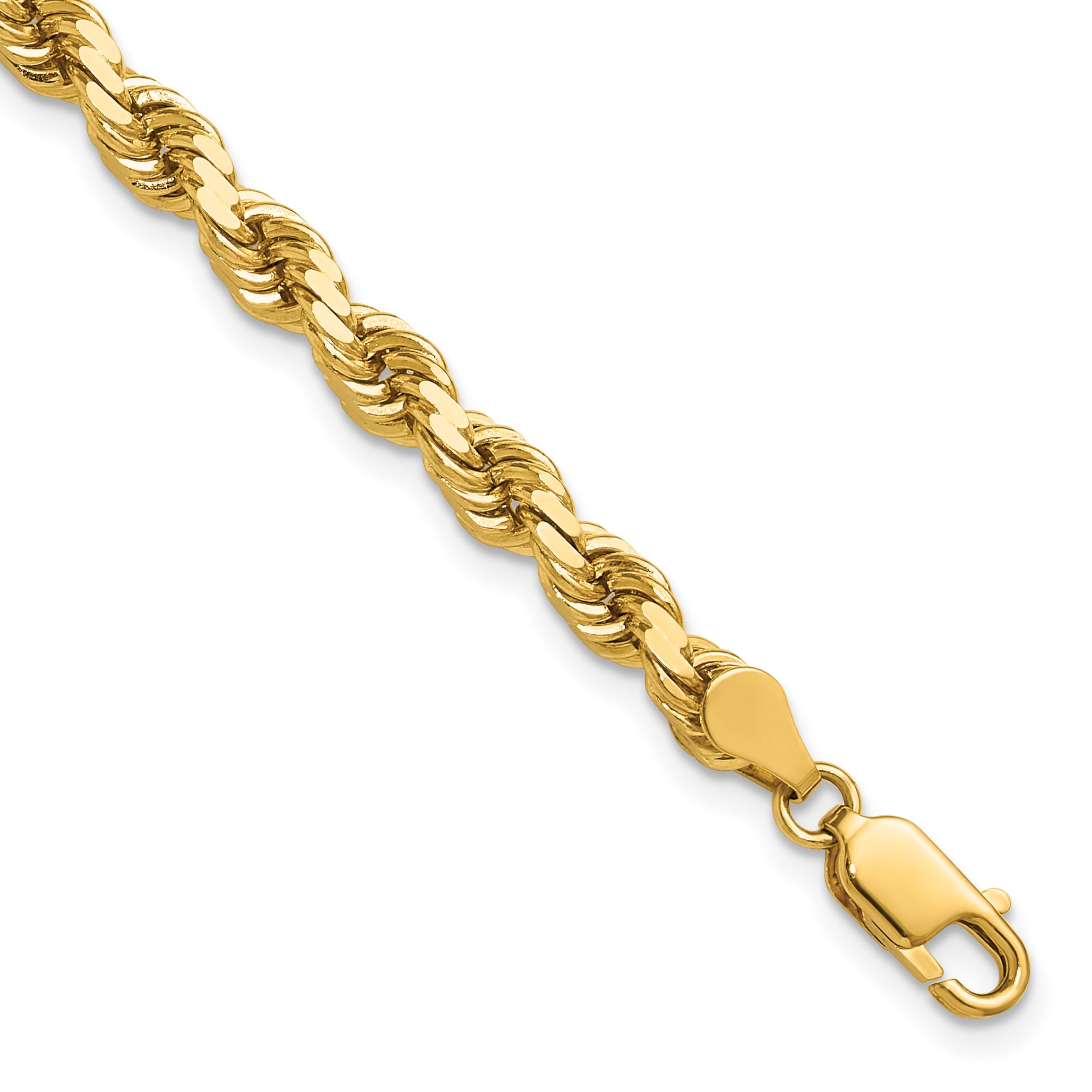 14K 7 inch 4.5mm Diamond-cut Rope with Lobster Clasp Chain