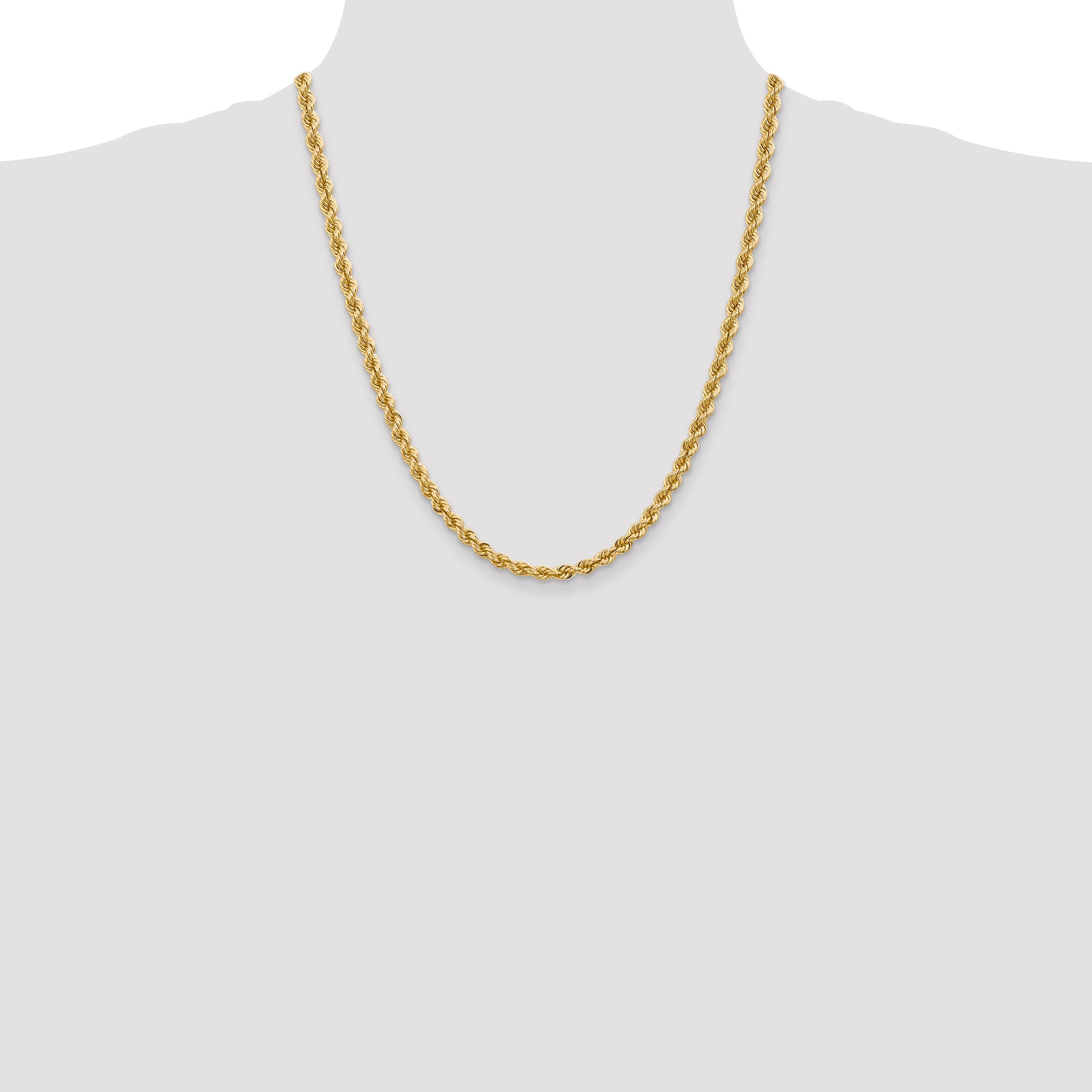 14K 7 inch 5mm Regular Rope with Lobster Clasp Chain