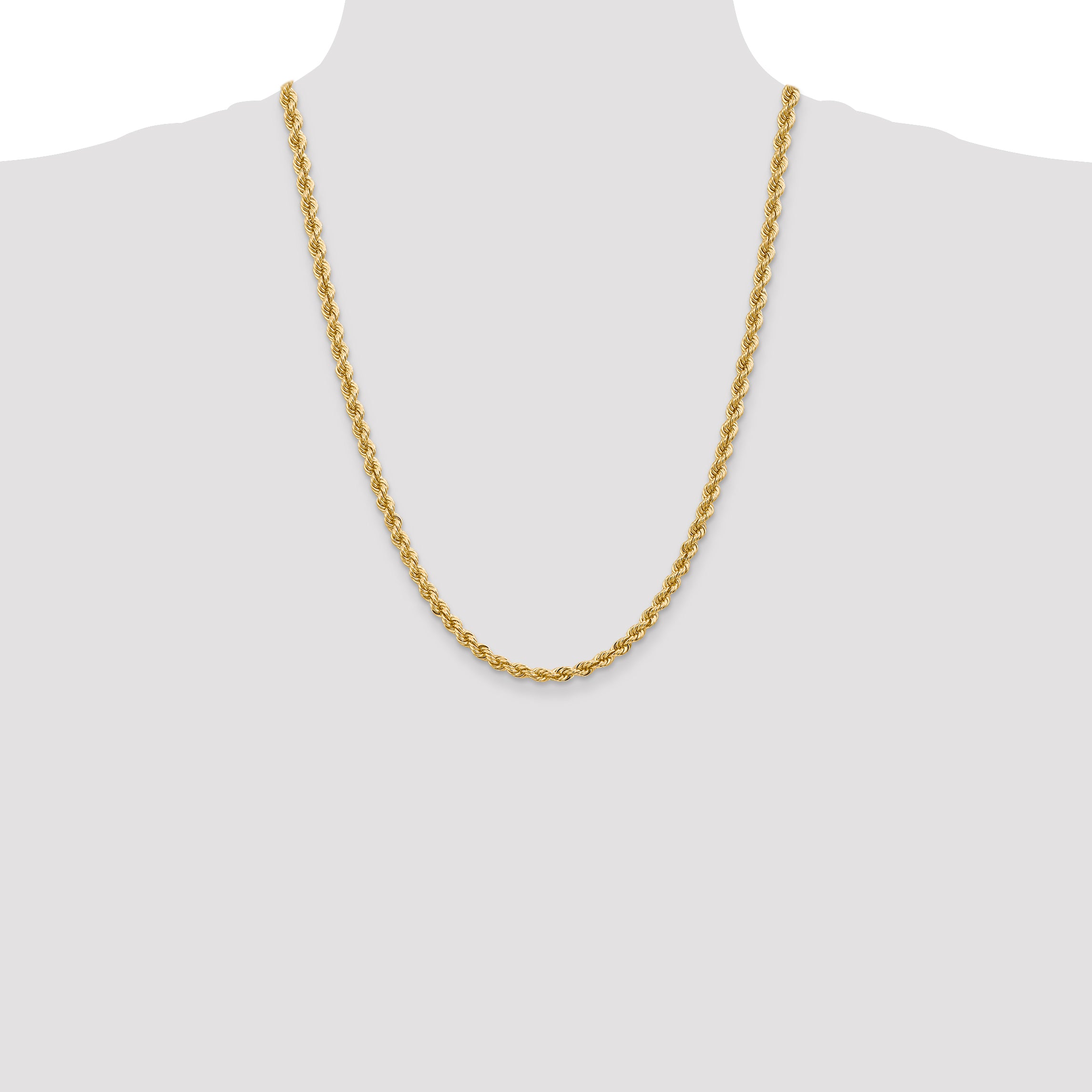14K 7 inch 5mm Regular Rope with Lobster Clasp Chain